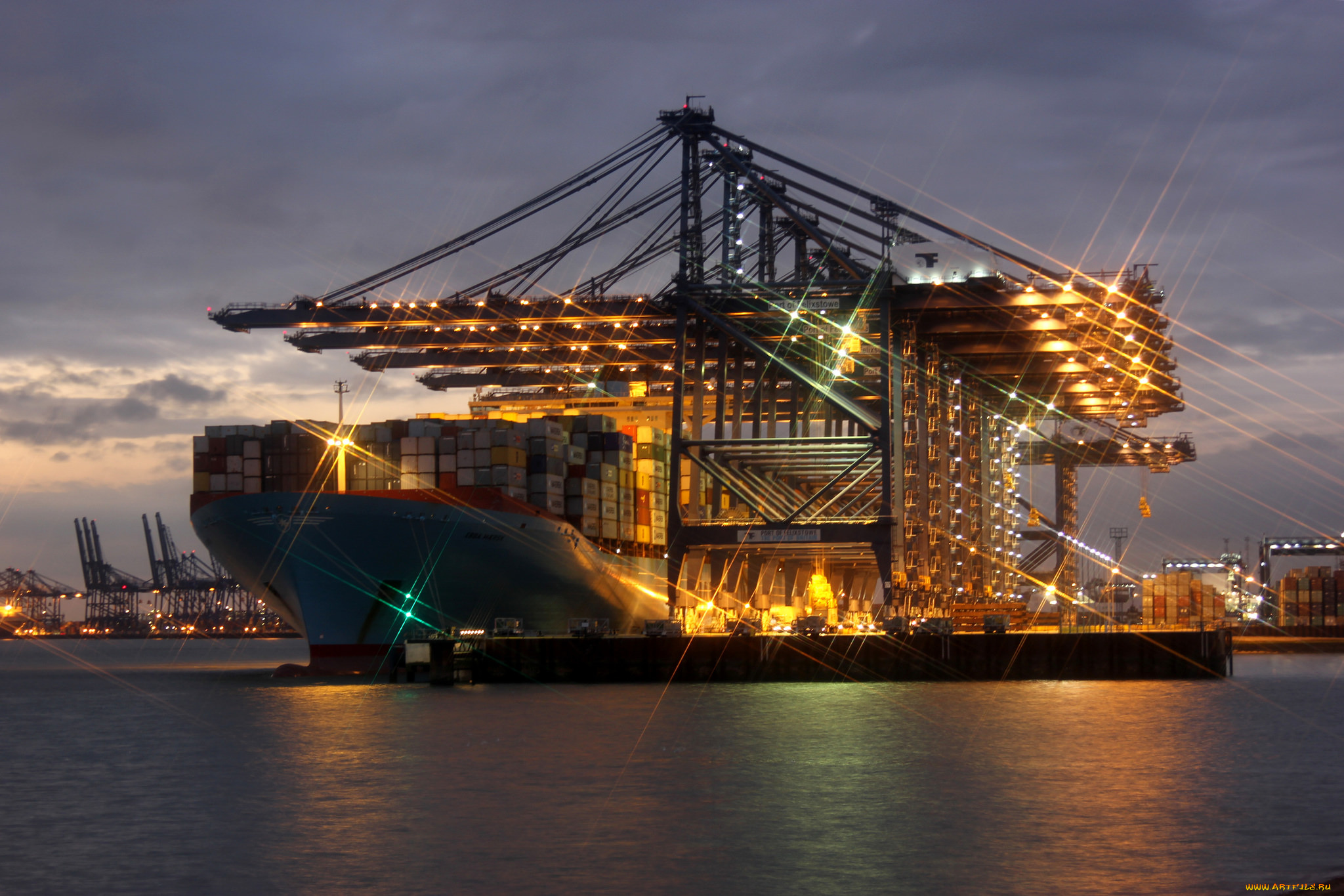 корабли, грузовые, суда, контейнеровоз