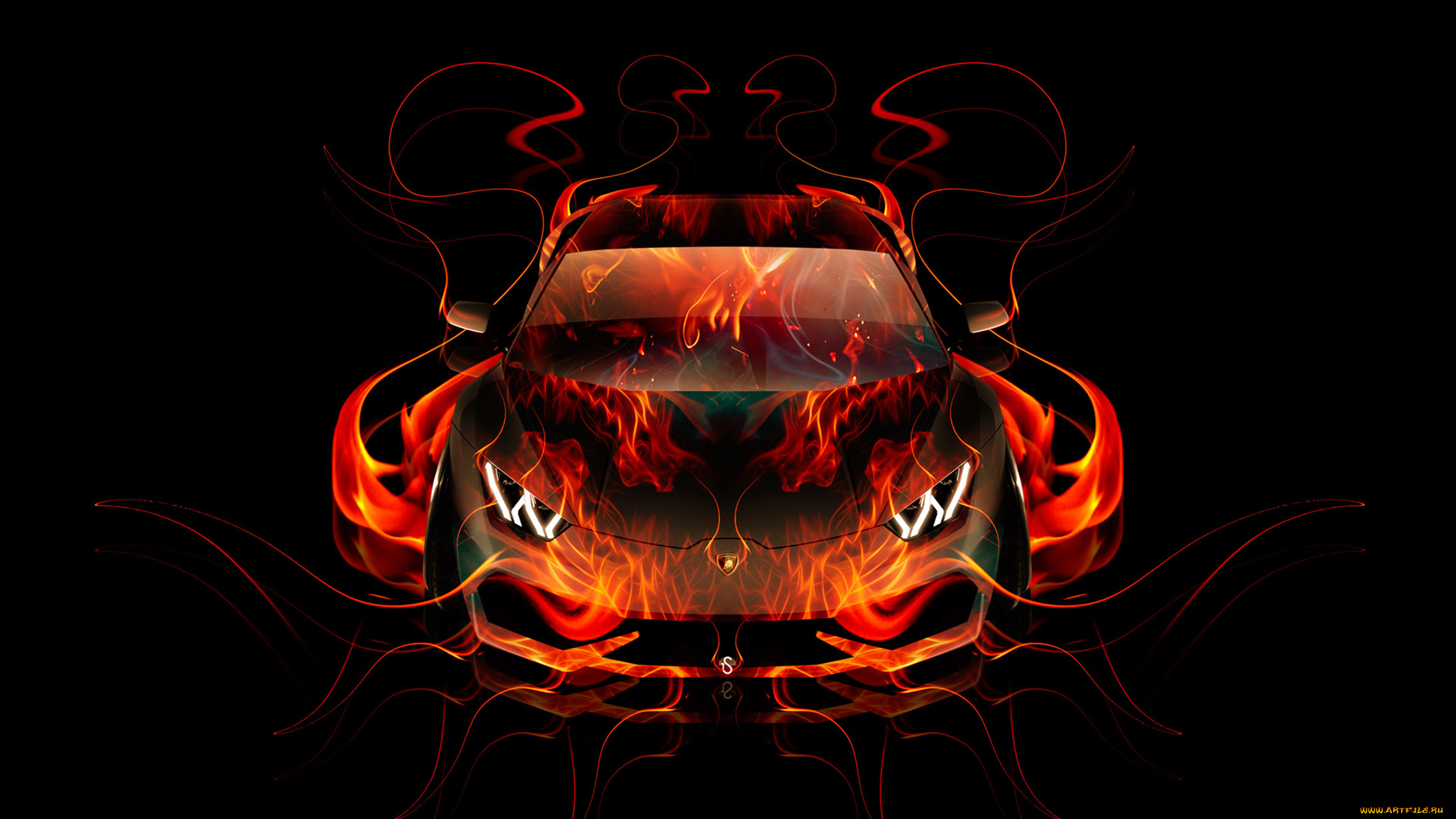 lamborghini, huracan, frontup, fire, abstract, car, 2014, автомобили, 3д, lamborghini, huracan, frontup, fire, abstract, car, 2014