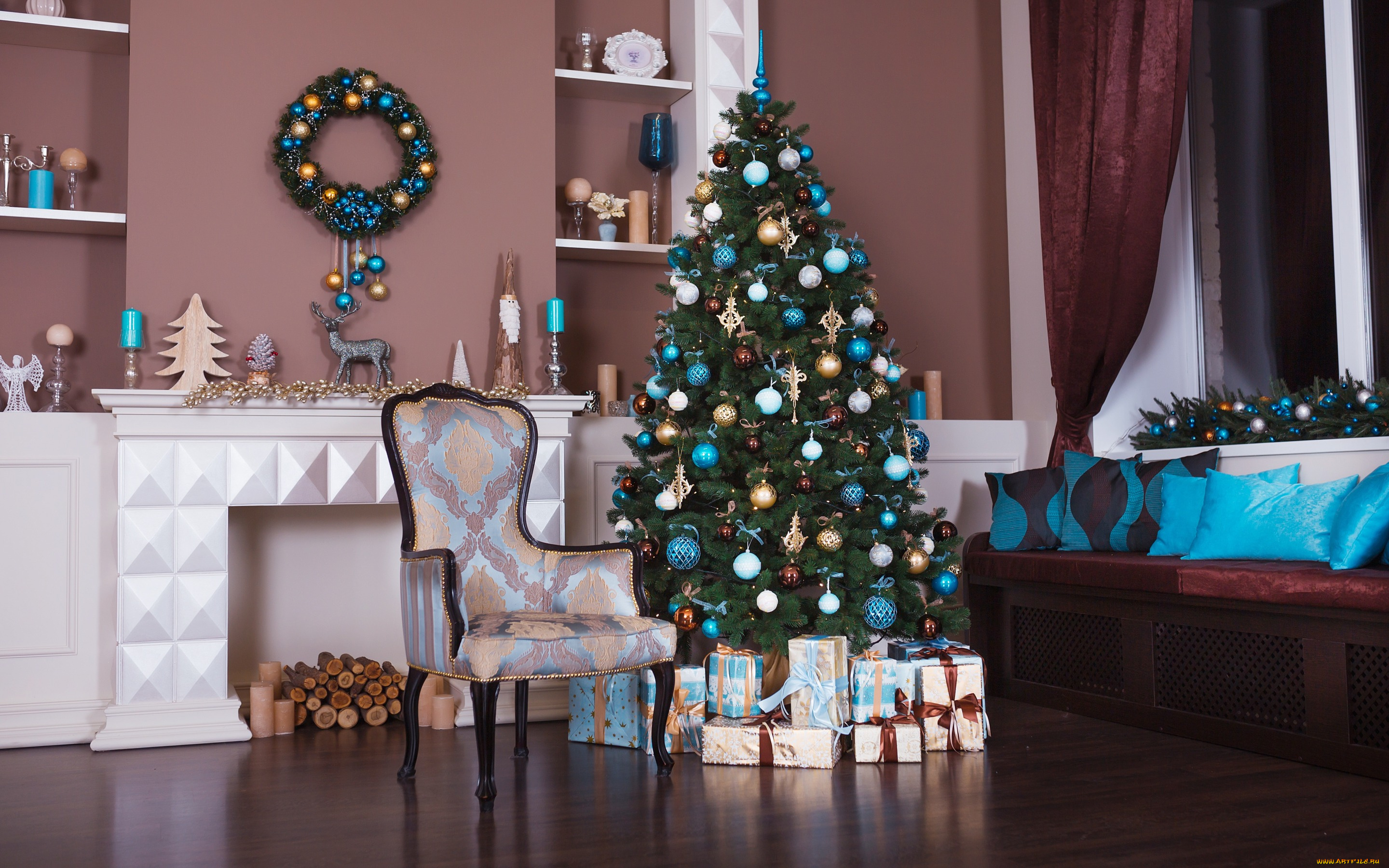 праздничные, новогодний, очаг, decoration, украшения