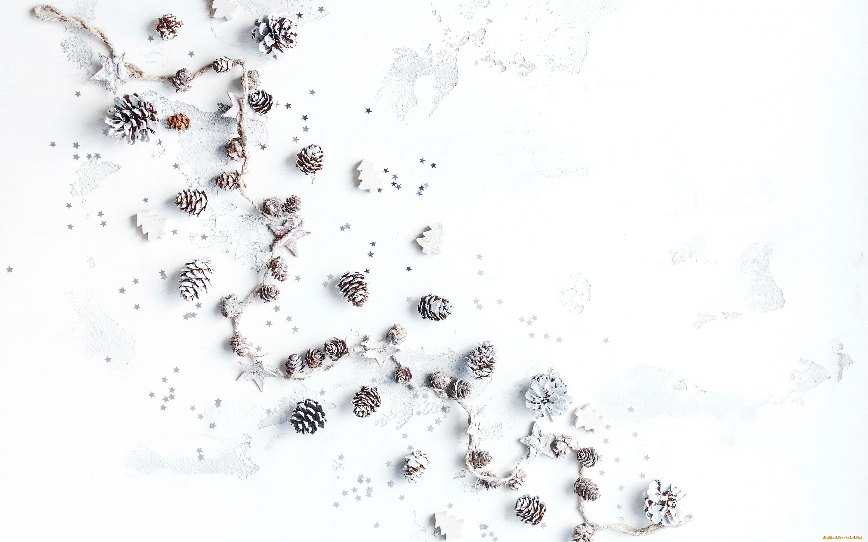 праздничные, украшения, silver, decoration, christmas, white, gift, рождество, шишки, merry, новый, год, xmas