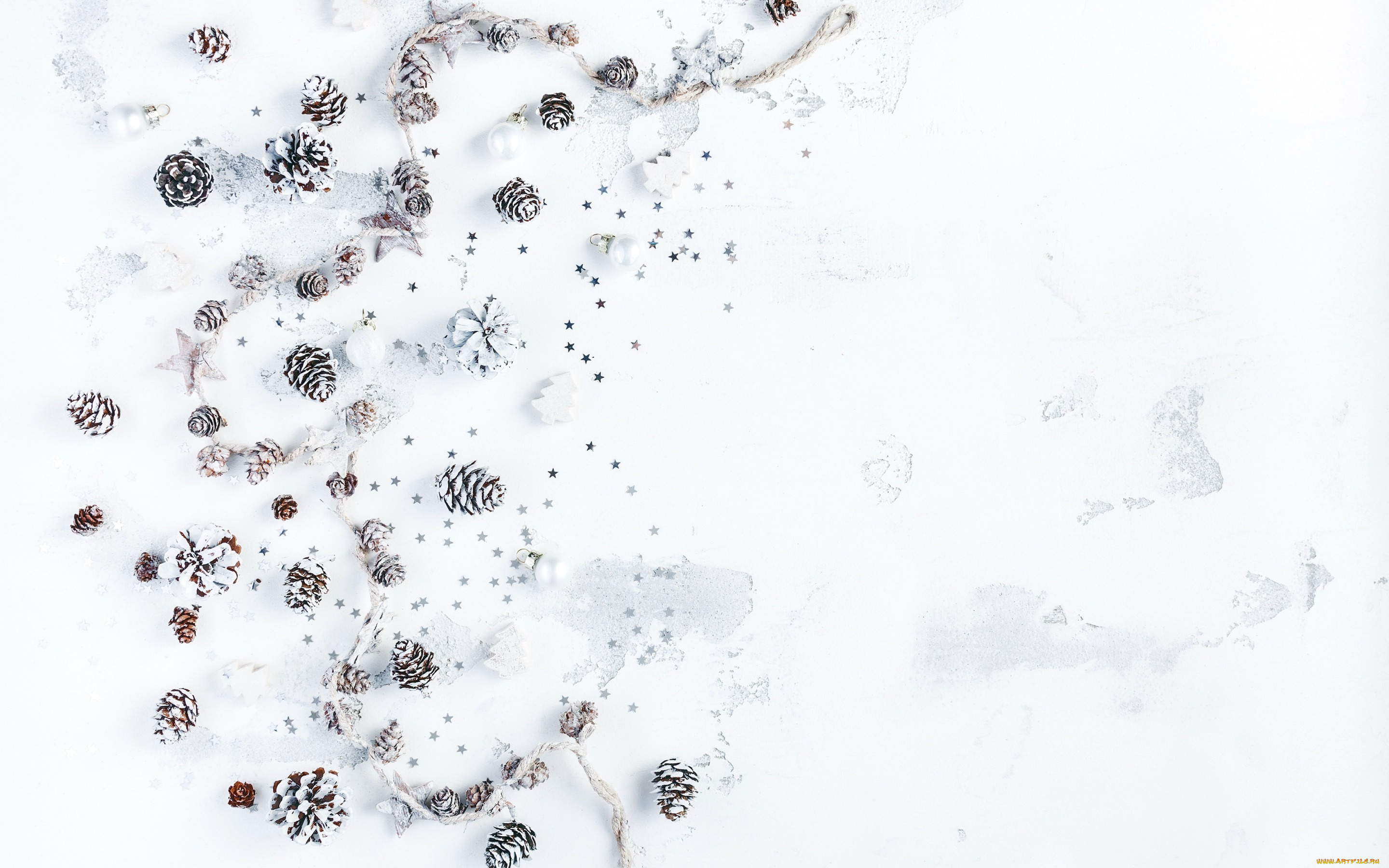 праздничные, украшения, silver, decoration, christmas, white, gift, рождество, шишки, merry, новый, год, xmas