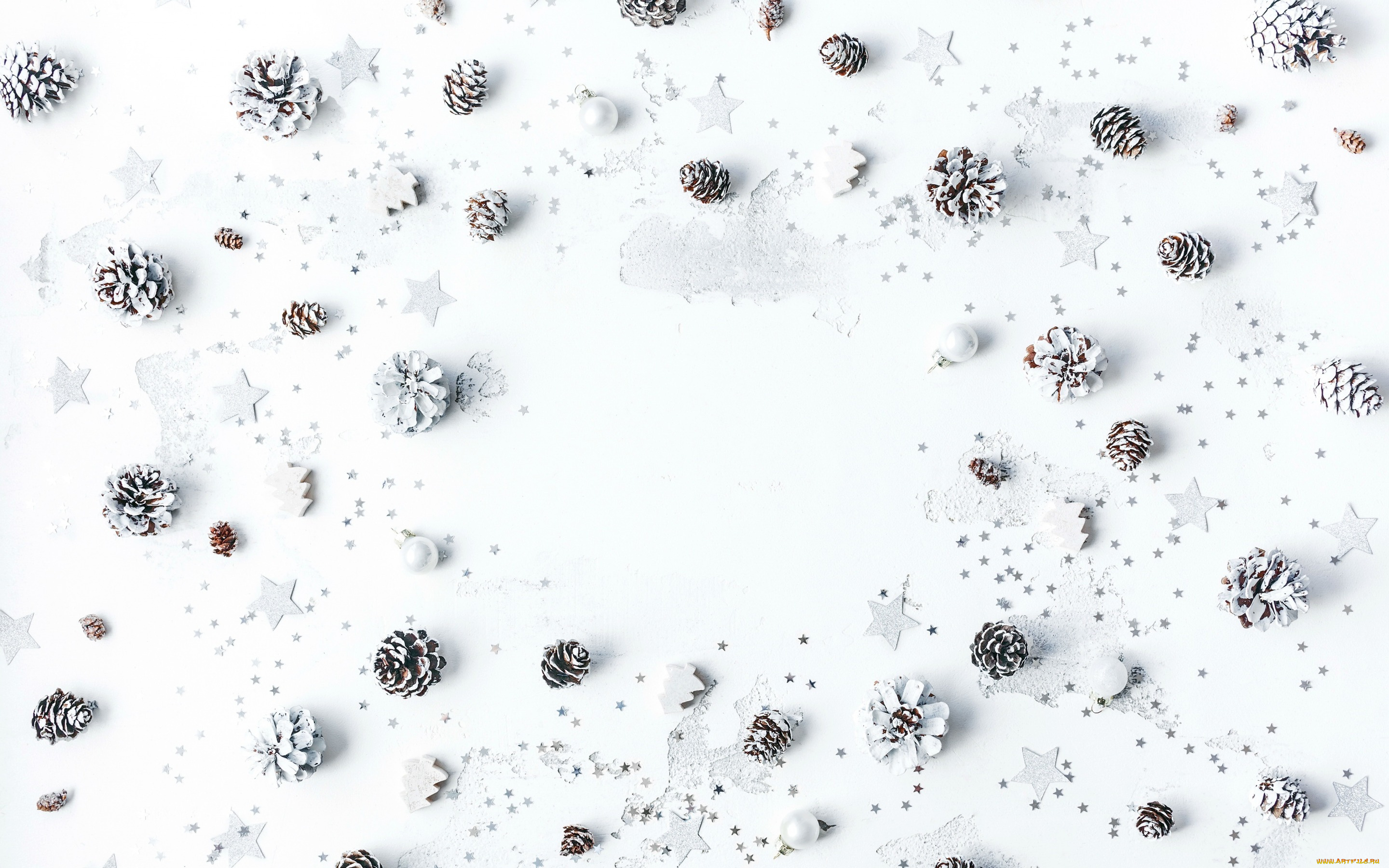 праздничные, украшения, silver, decoration, christmas, white, gift, рождество, шишки, merry, новый, год, xmas