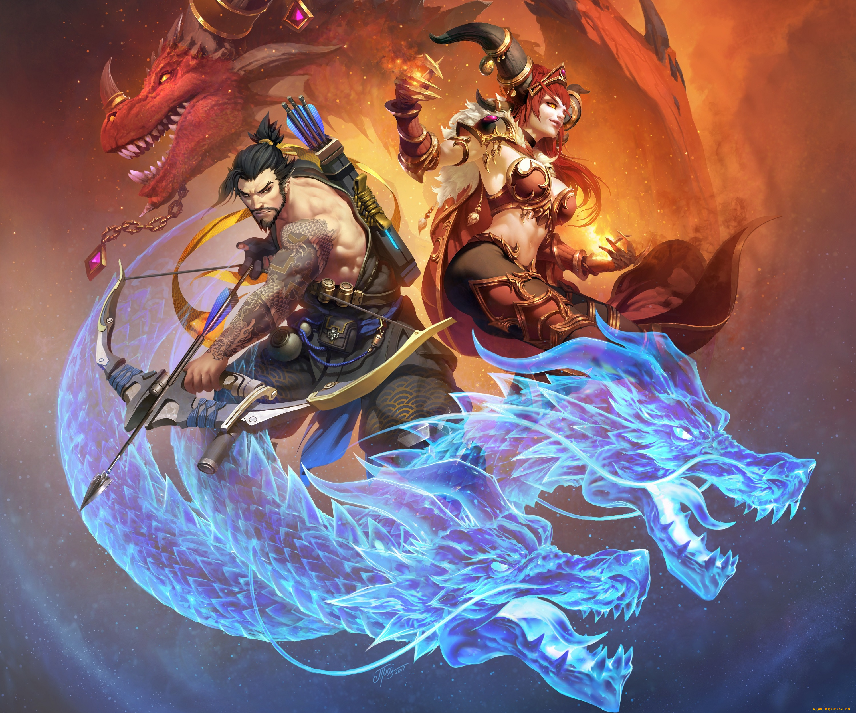 видео, игры, overwatch, blizzard, hanzo, dragon, shimada, art