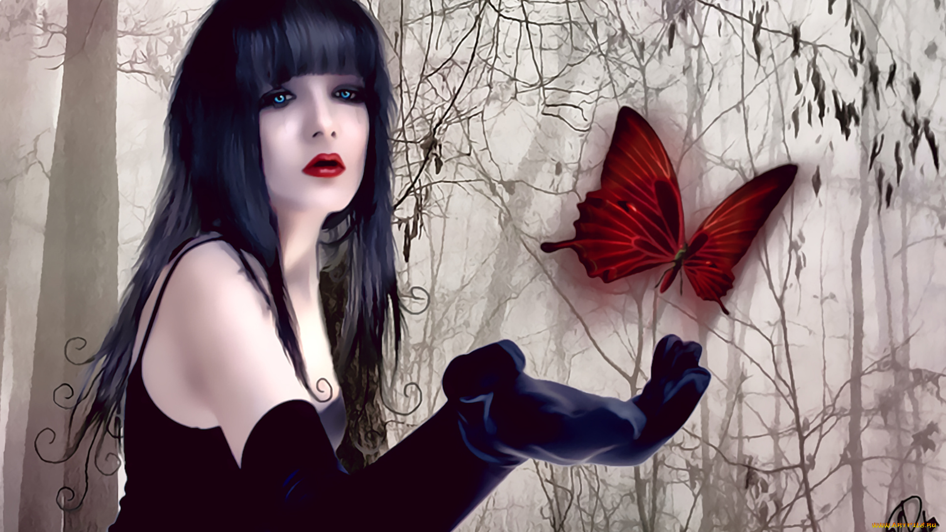 календари, фэнтези, 2019, calendar, бабочка, девушка