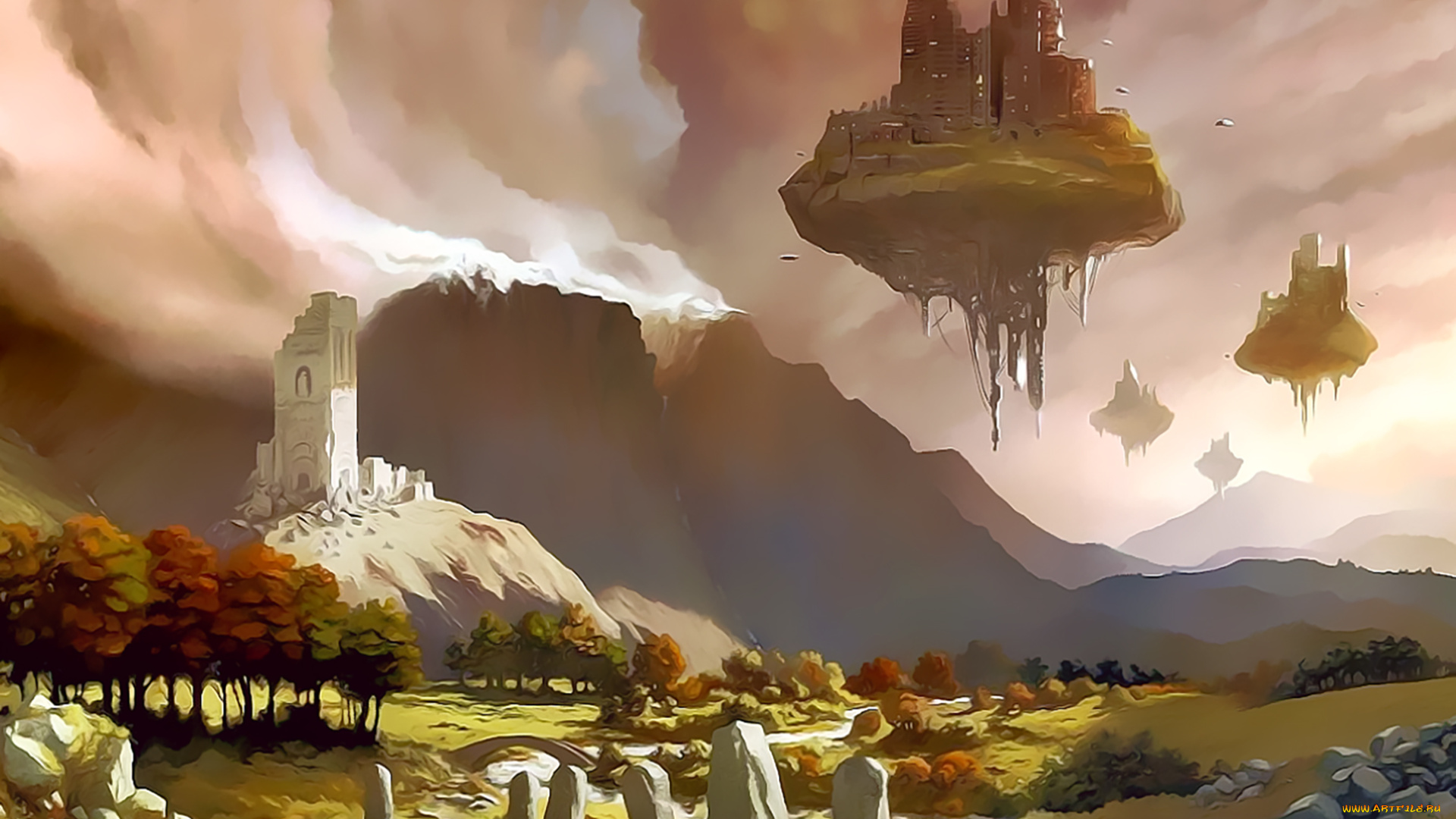 календари, фэнтези, 2019, calendar, каменный, планета, природа, город