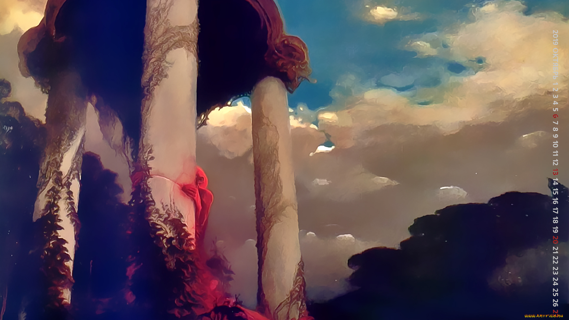 календари, фэнтези, 2019, calendar, строение, приведение, небо