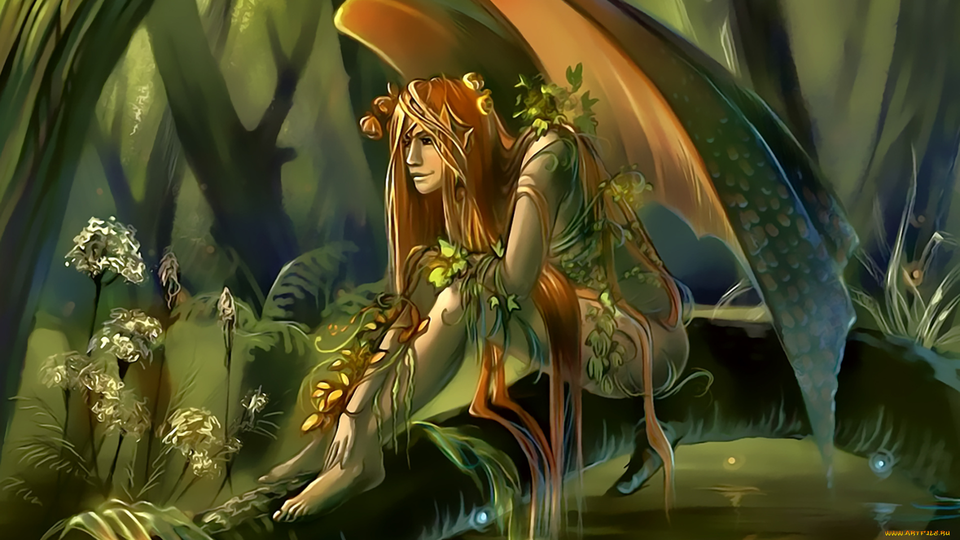 календари, фэнтези, существо, calendar, 2019, растение, крылья, лес