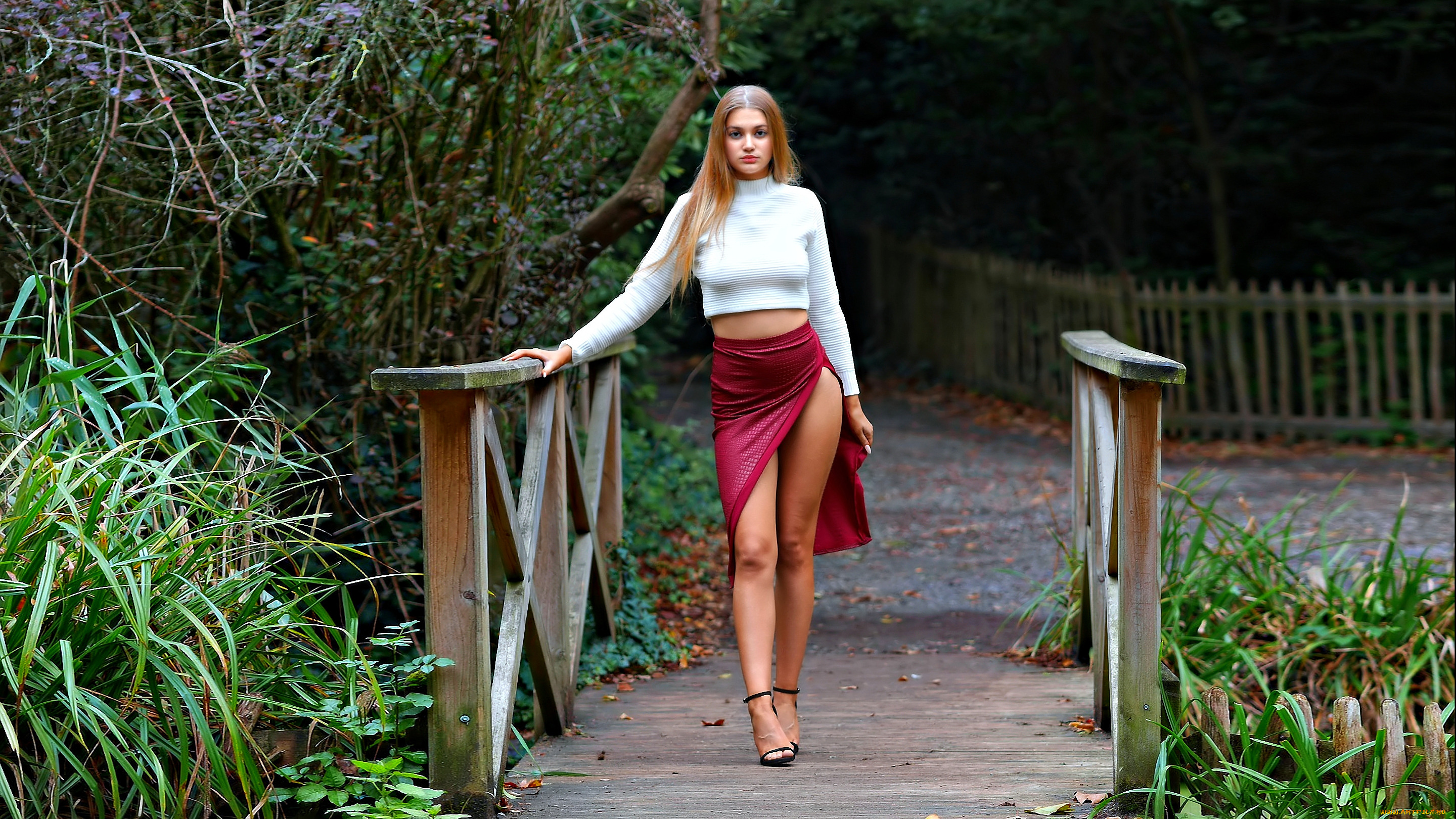 девушки, -unsort, , рыжеволосые, и, другие, sophie, стоит, ноги, женщина, мост