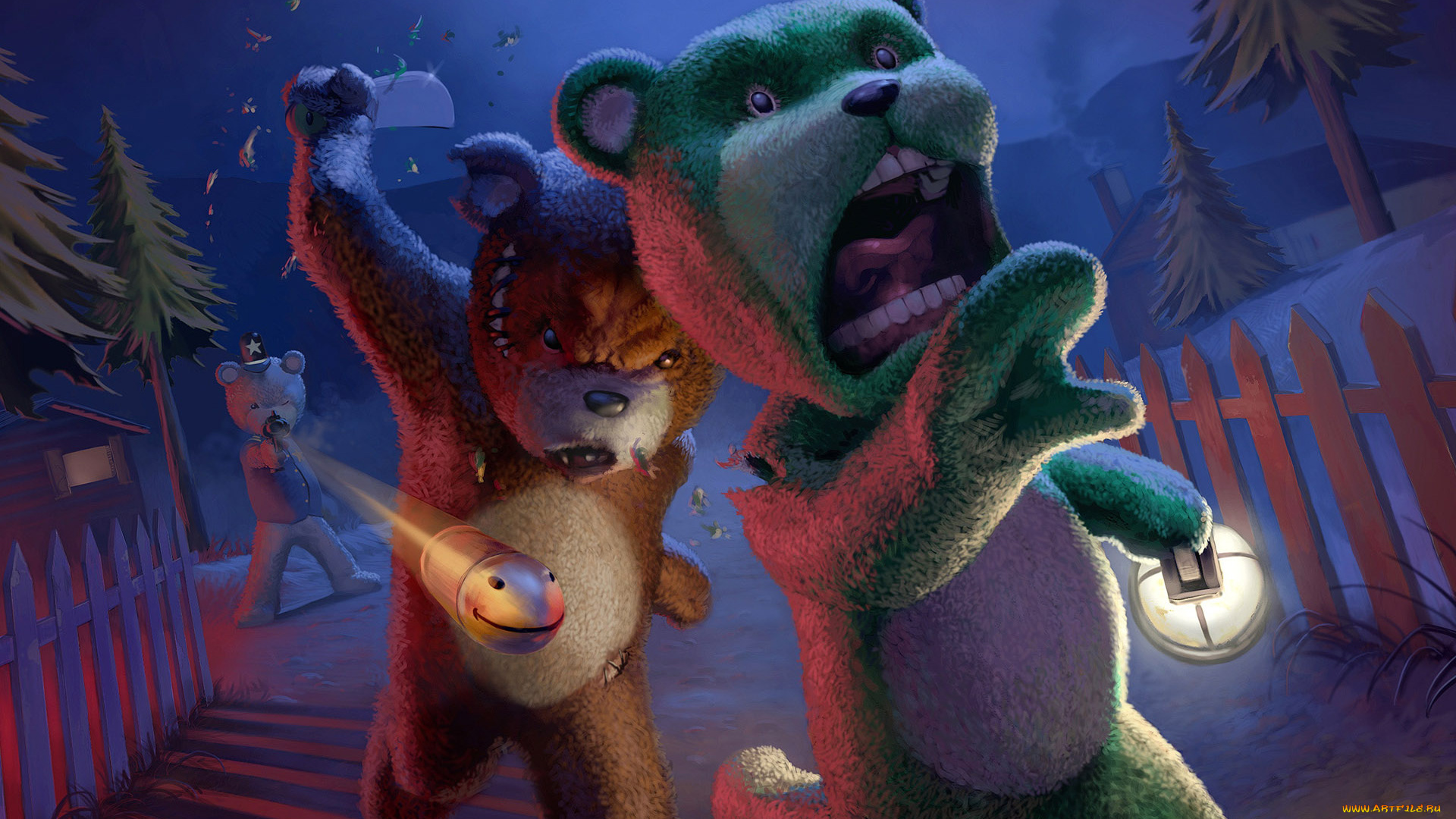 naughty, bear, видео, игры, медведи, оружие, рана