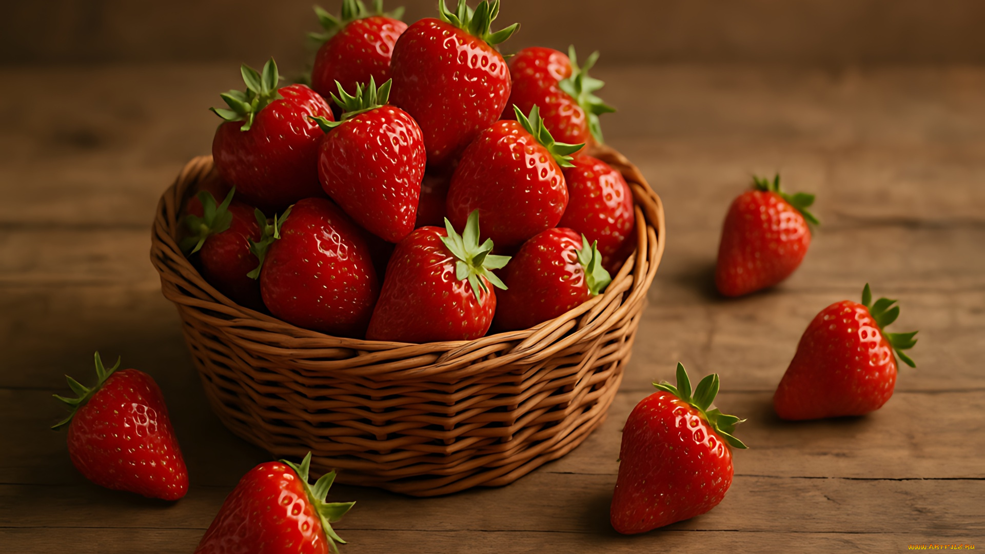 3д, графика, еда-, food, корзинка, клубника, ягоды