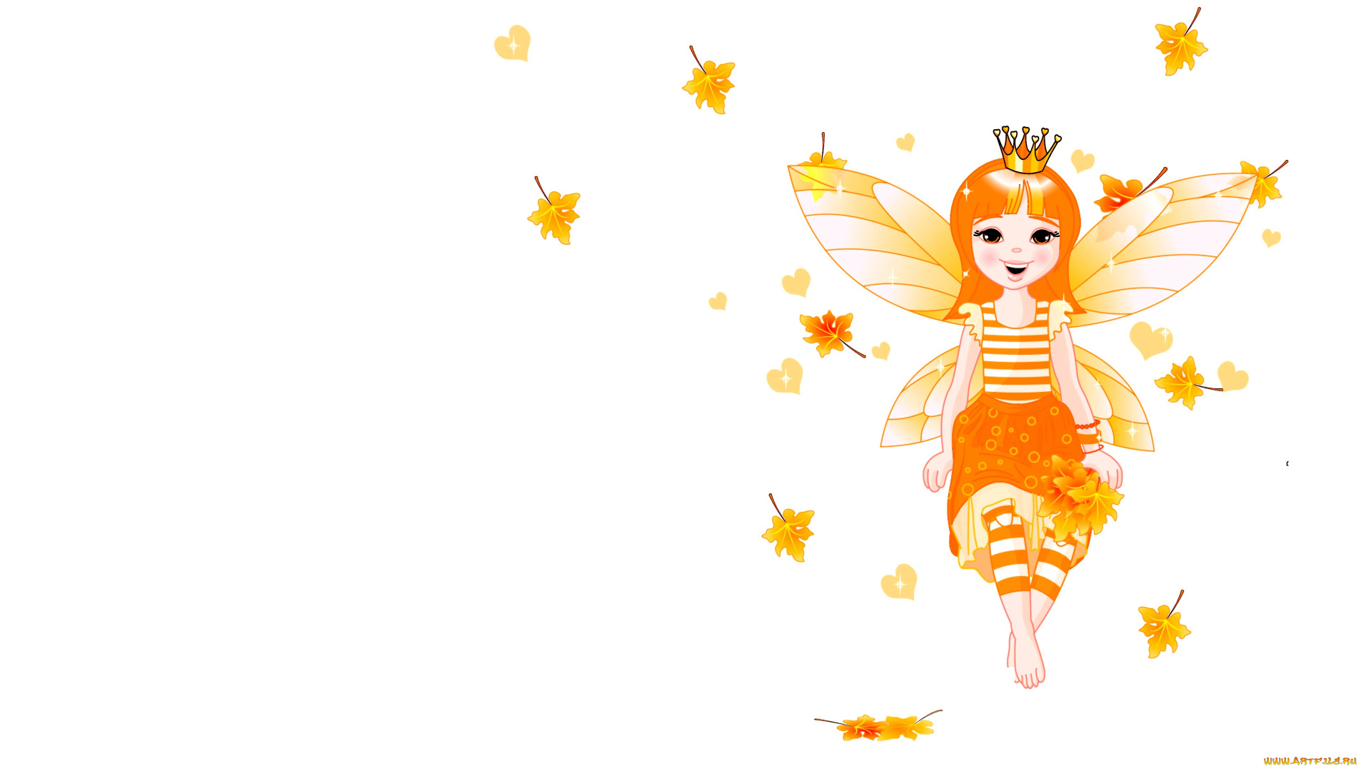 фэнтези, феи, девочка, фея, крылья, корона, листья