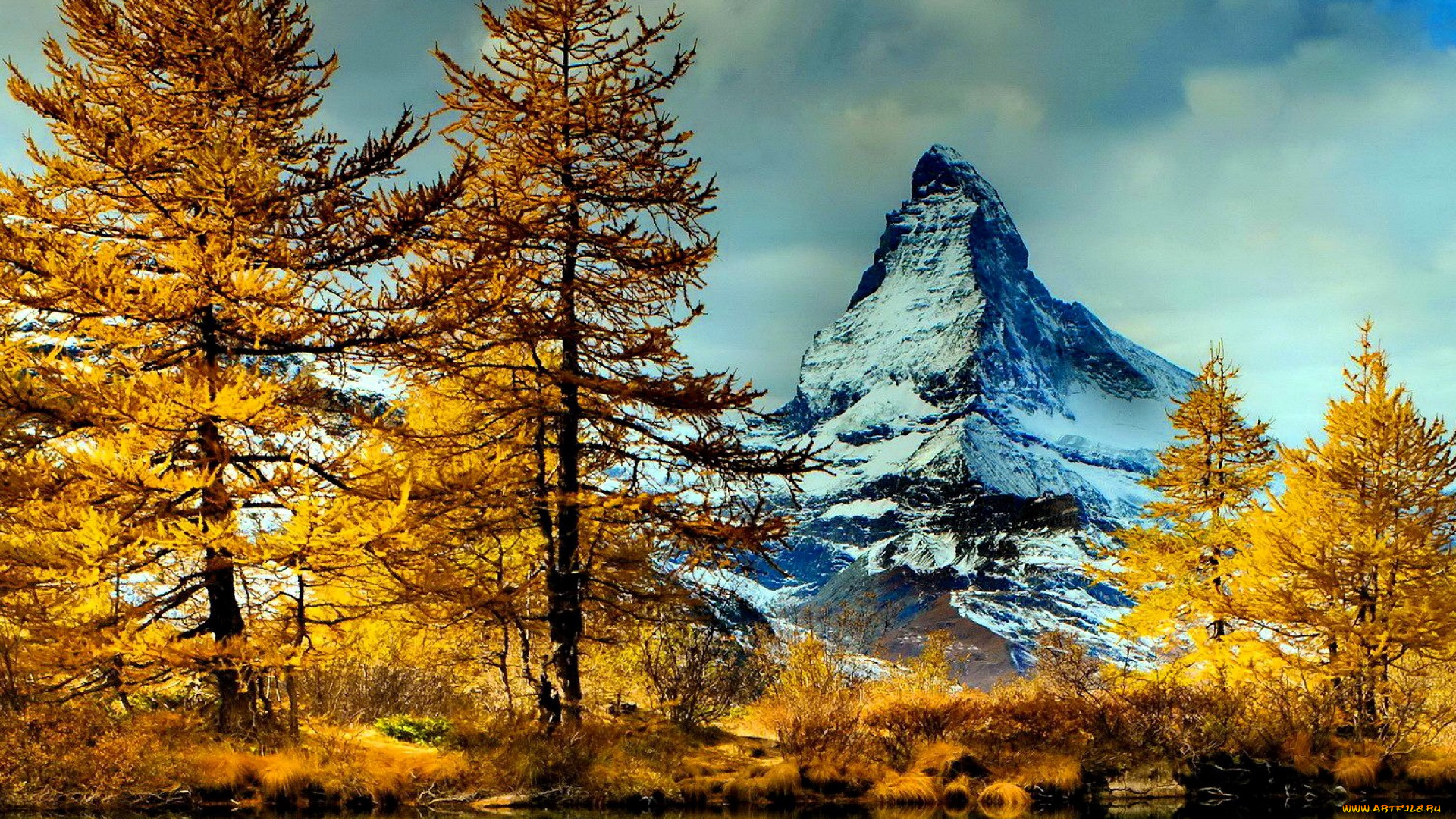 природа, реки, озера, деревья, лес, осень, гора, озеро, тучи