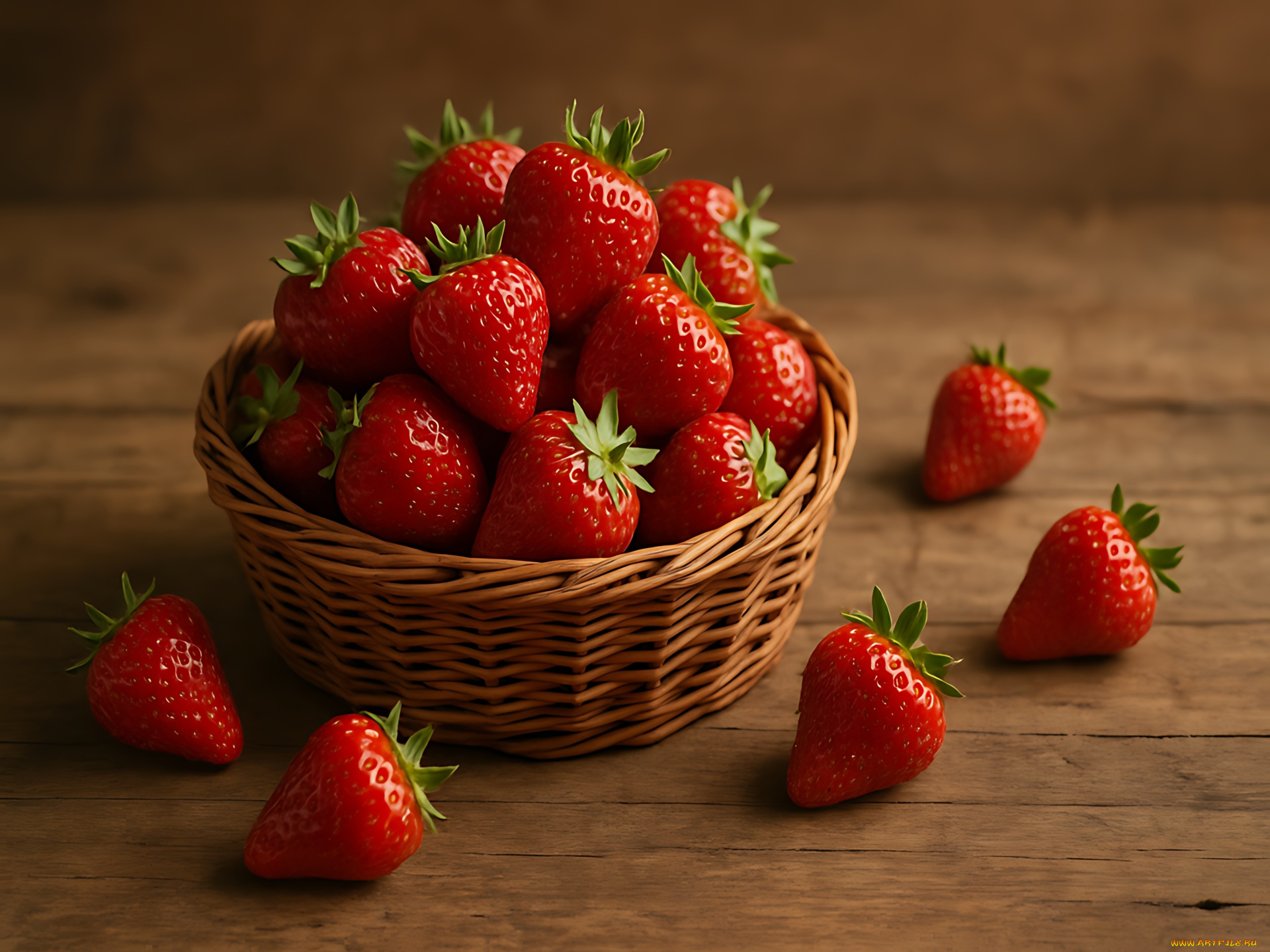 3д, графика, еда-, food, корзинка, клубника, ягоды