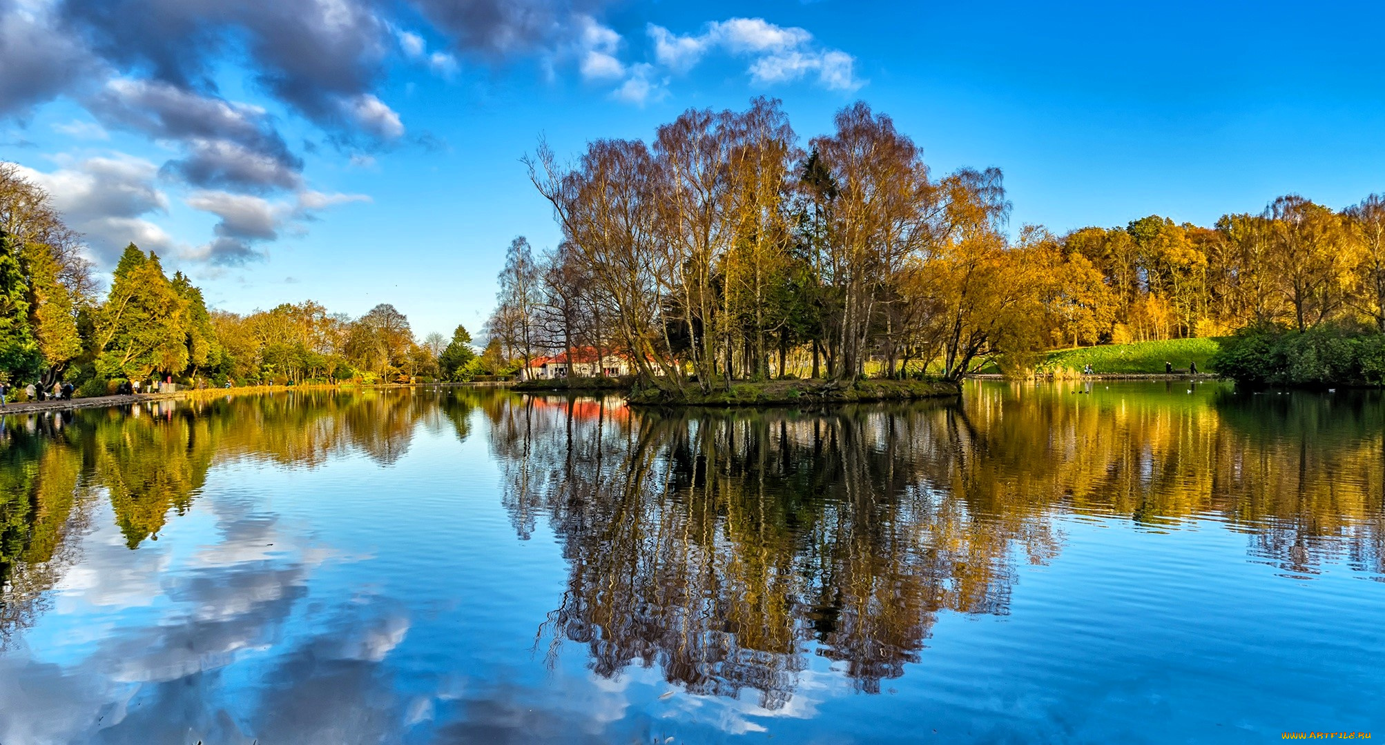 природа, реки, озера, облака, озеро, деревья, осень