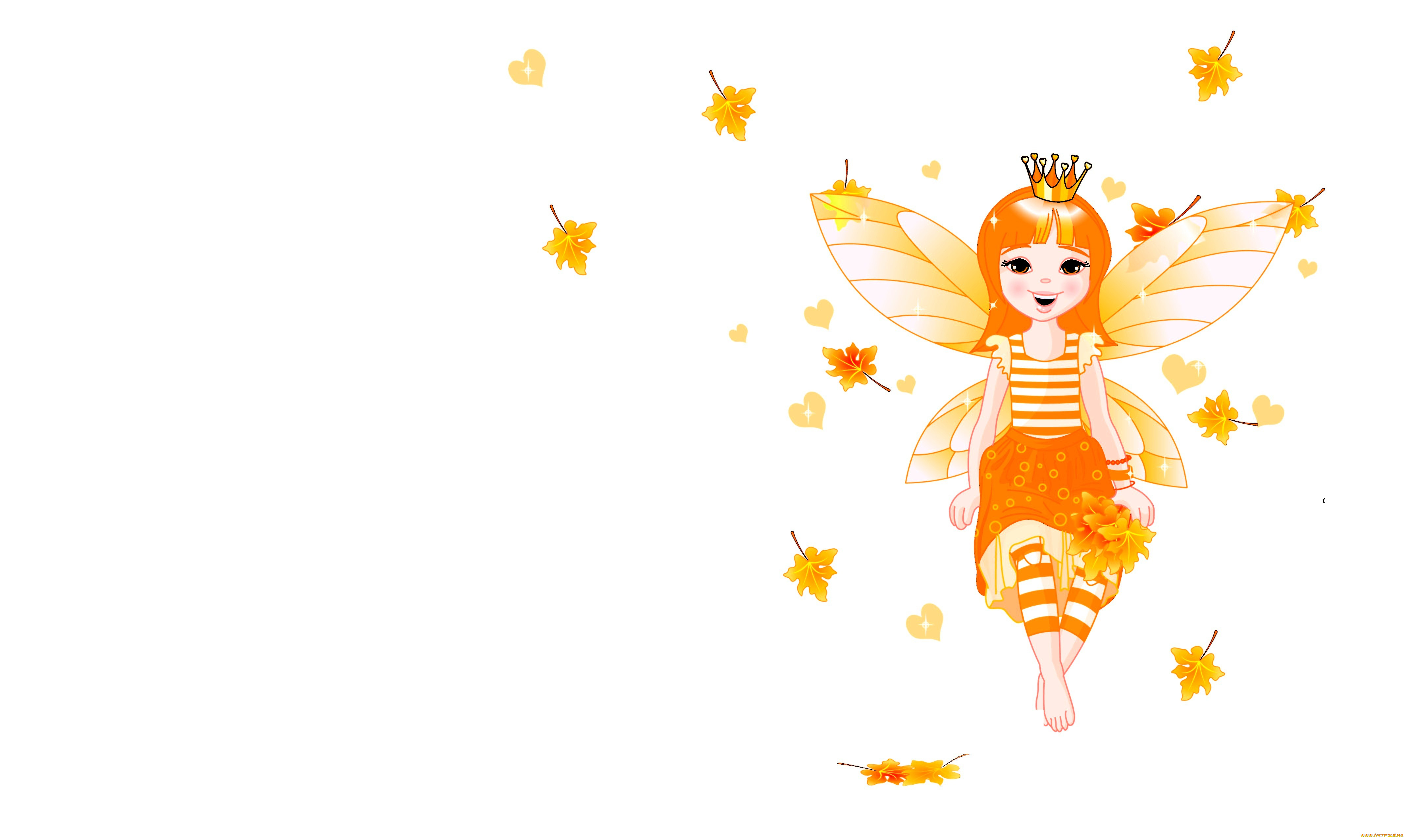 фэнтези, феи, девочка, фея, крылья, корона, листья