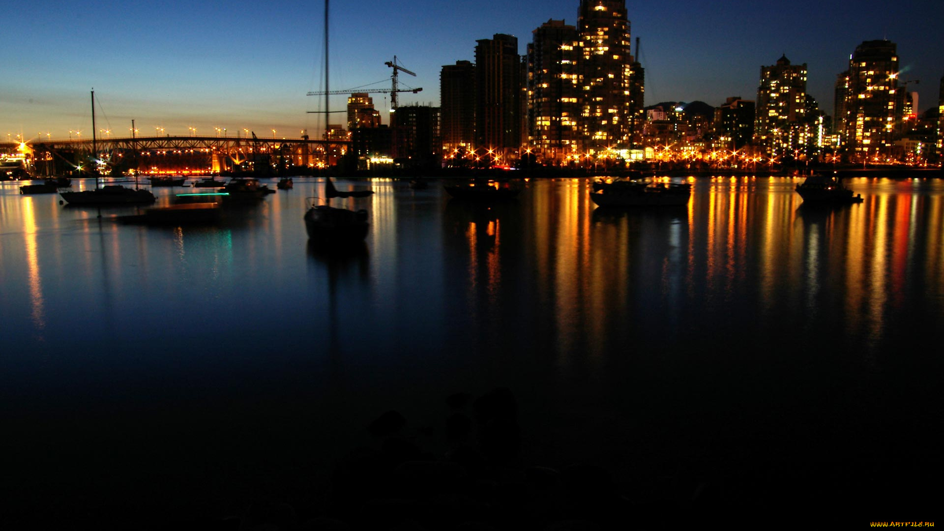 города, огни, ночного