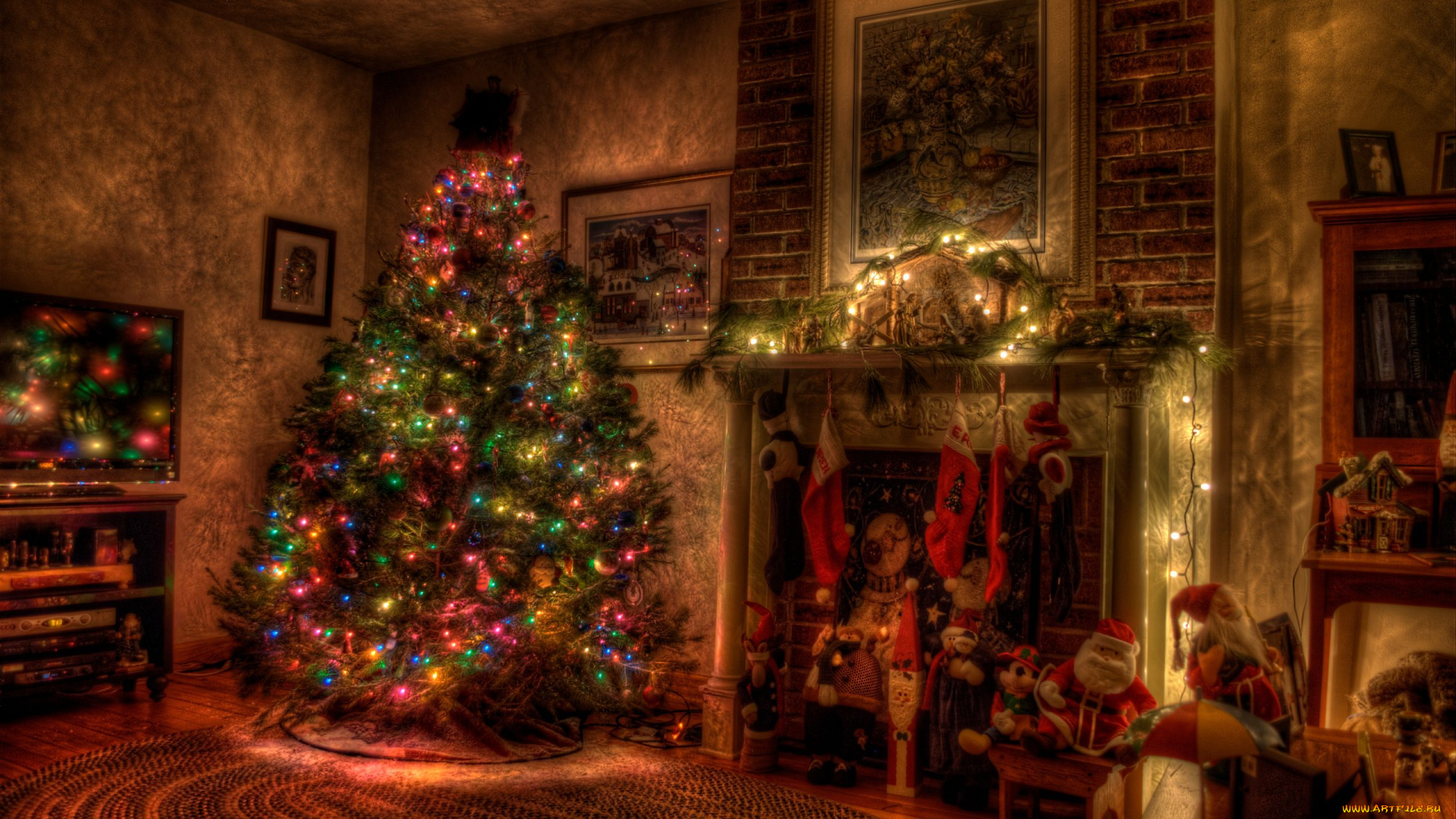 праздничные, новогодний, очаг