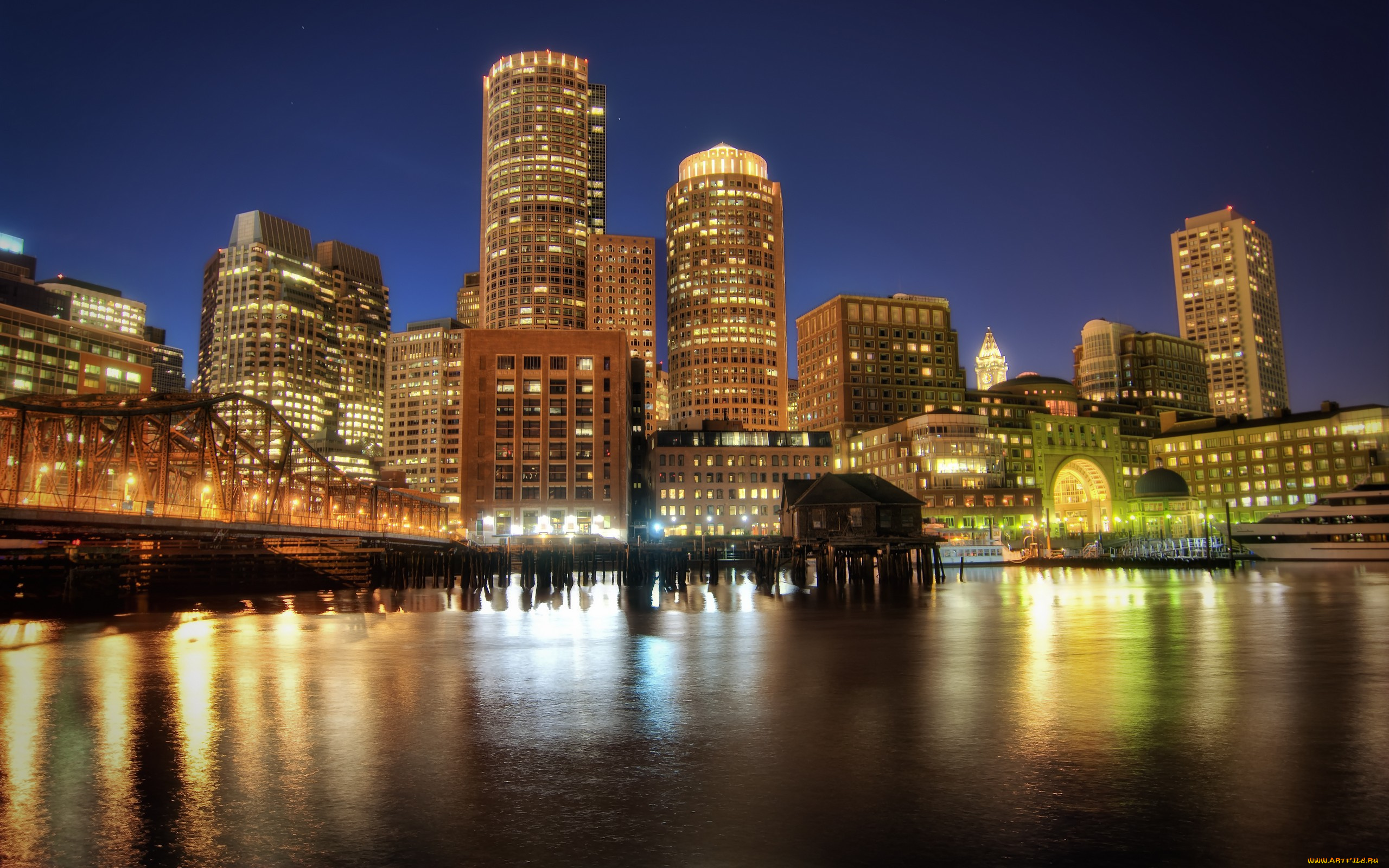 города, огни, ночного