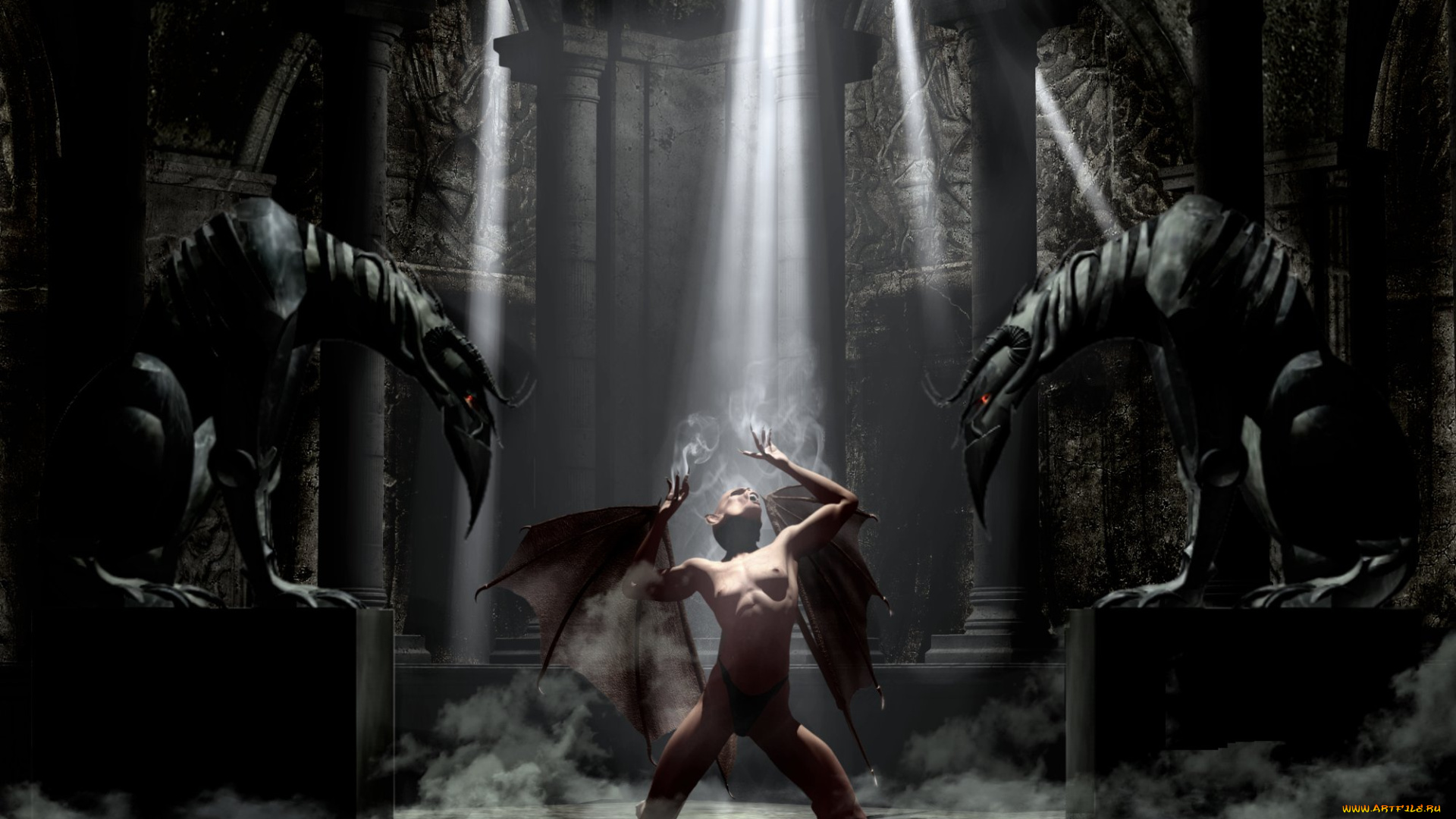 3д, графика, creatures, существа, лучи