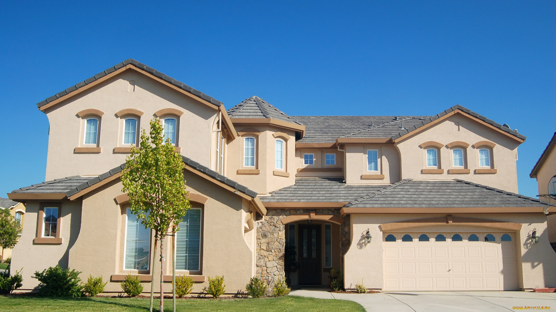 города, здания, дома, окна, трава, дом