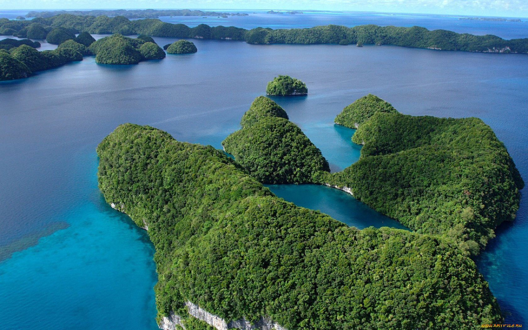 природа, побережье, море, острова, зелень