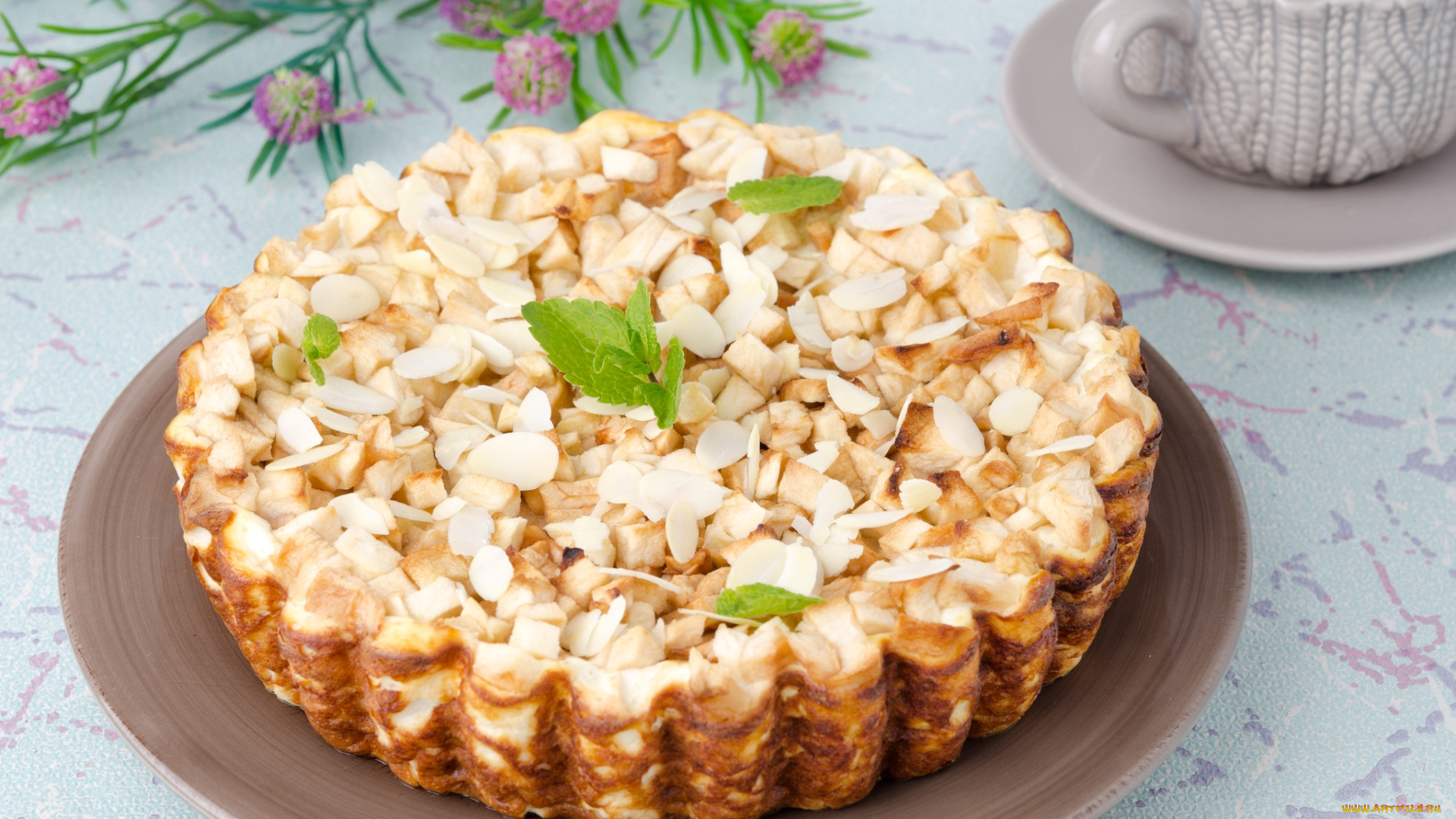 еда, пирожные, кексы, печенье, мята, пирог, яблоки, орехи