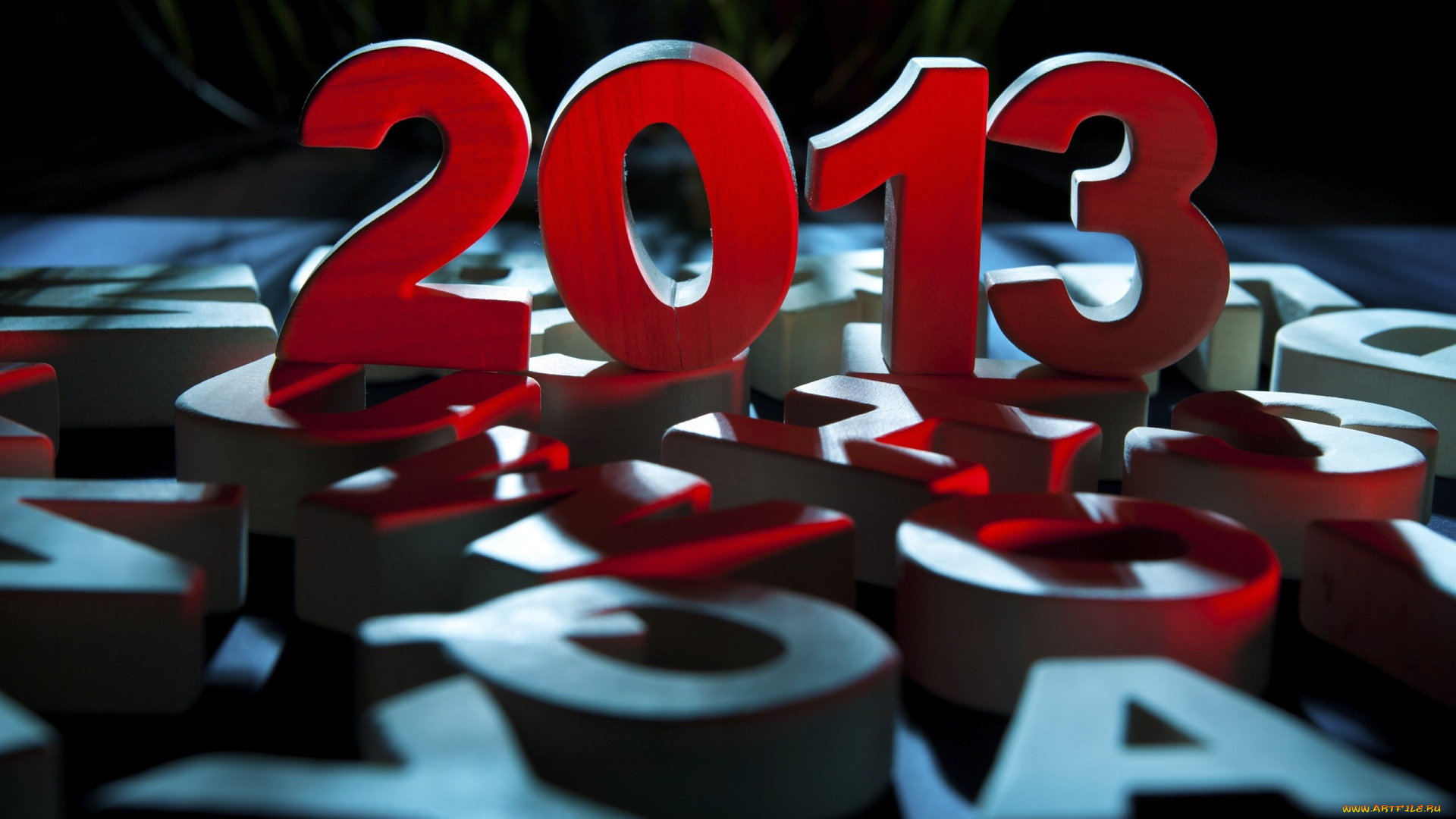 праздничные, 3д, графика, новый, год, цифры
