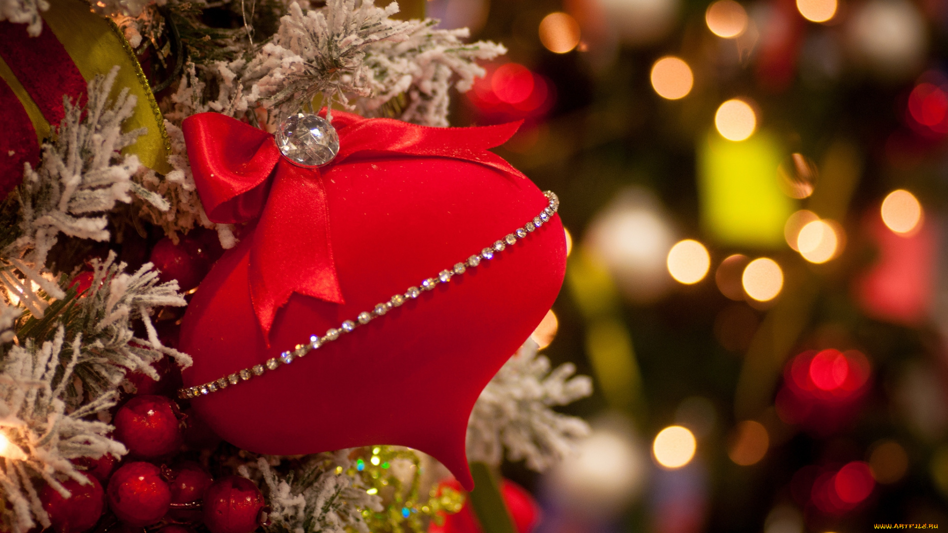 праздничные, украшения, красный