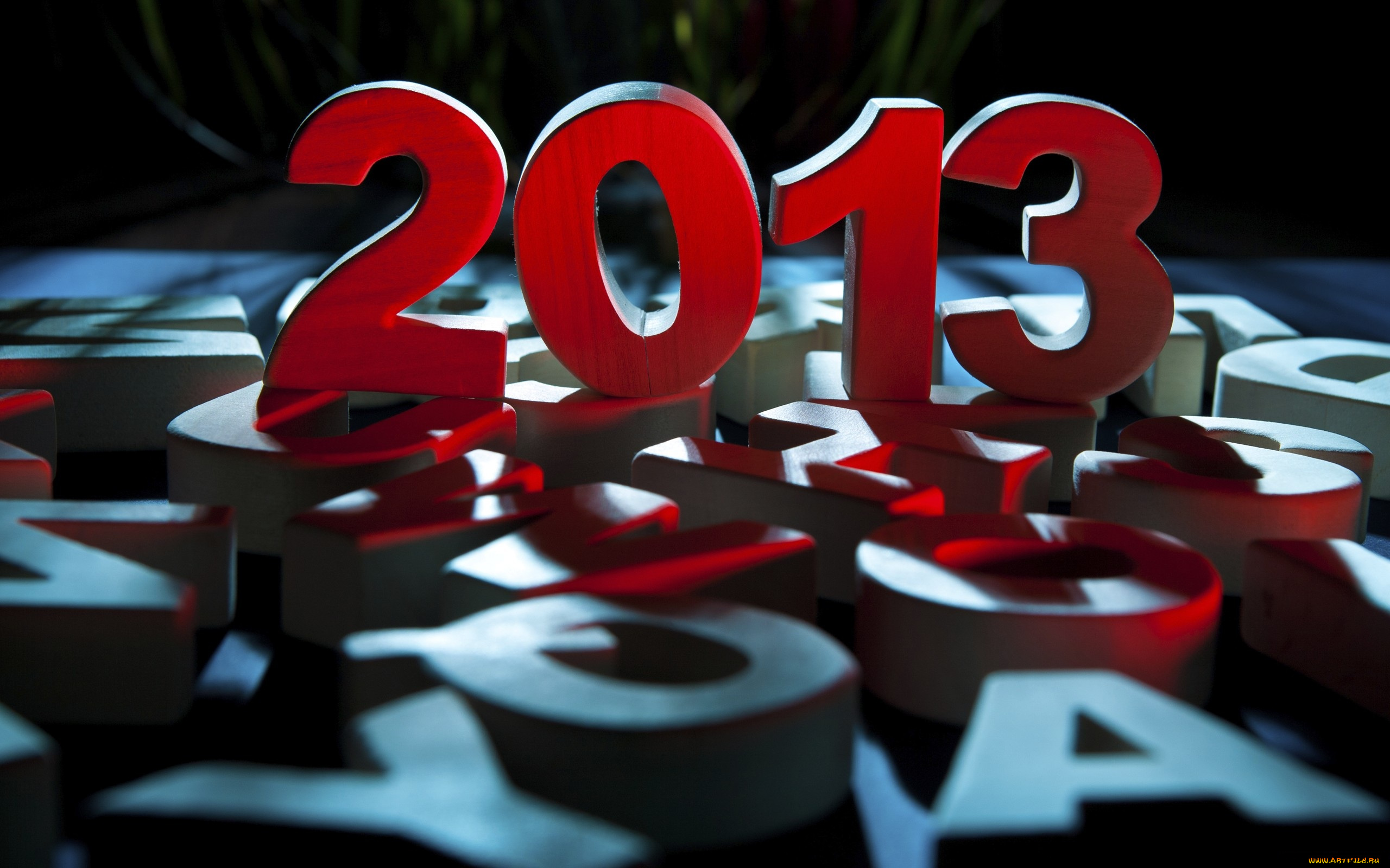 праздничные, 3д, графика, новый, год, цифры