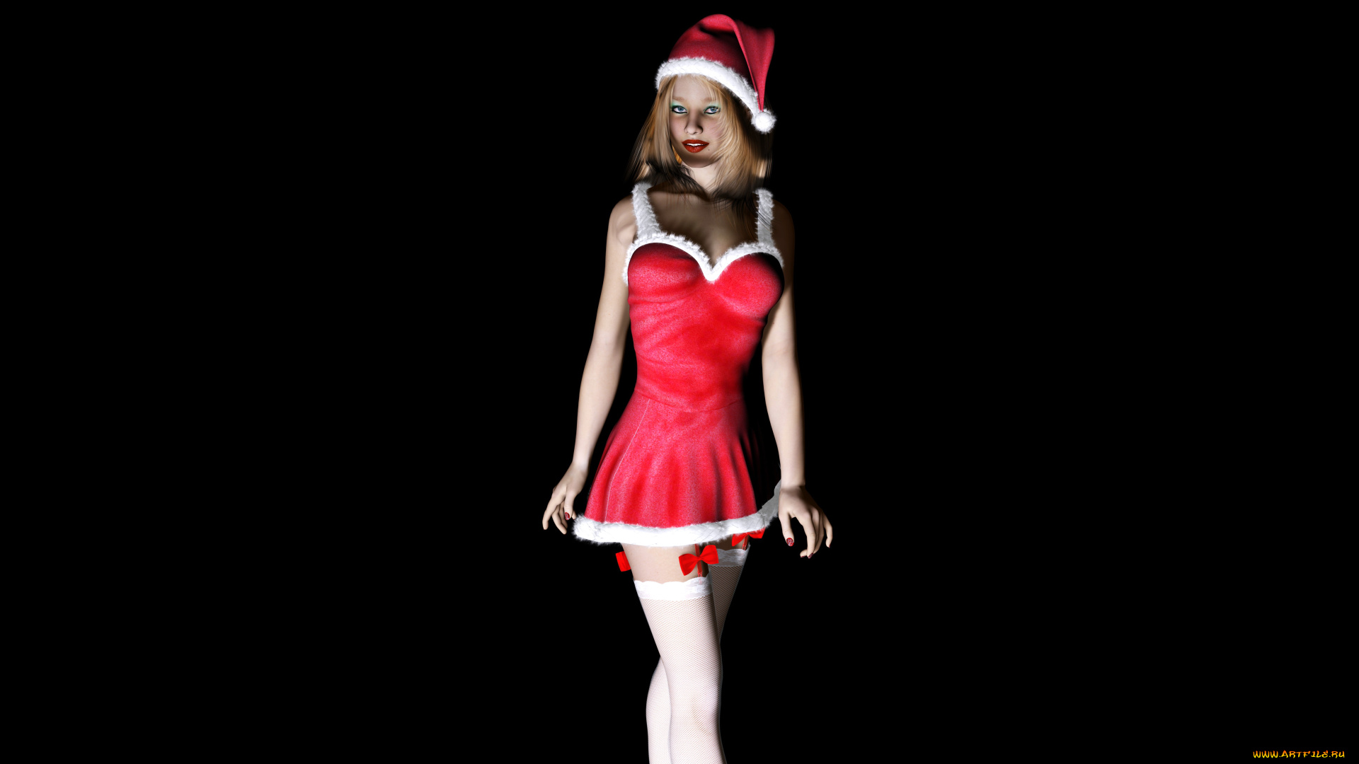 3д, графика, holidays, , праздники, девушка, взгляд, снегурочка