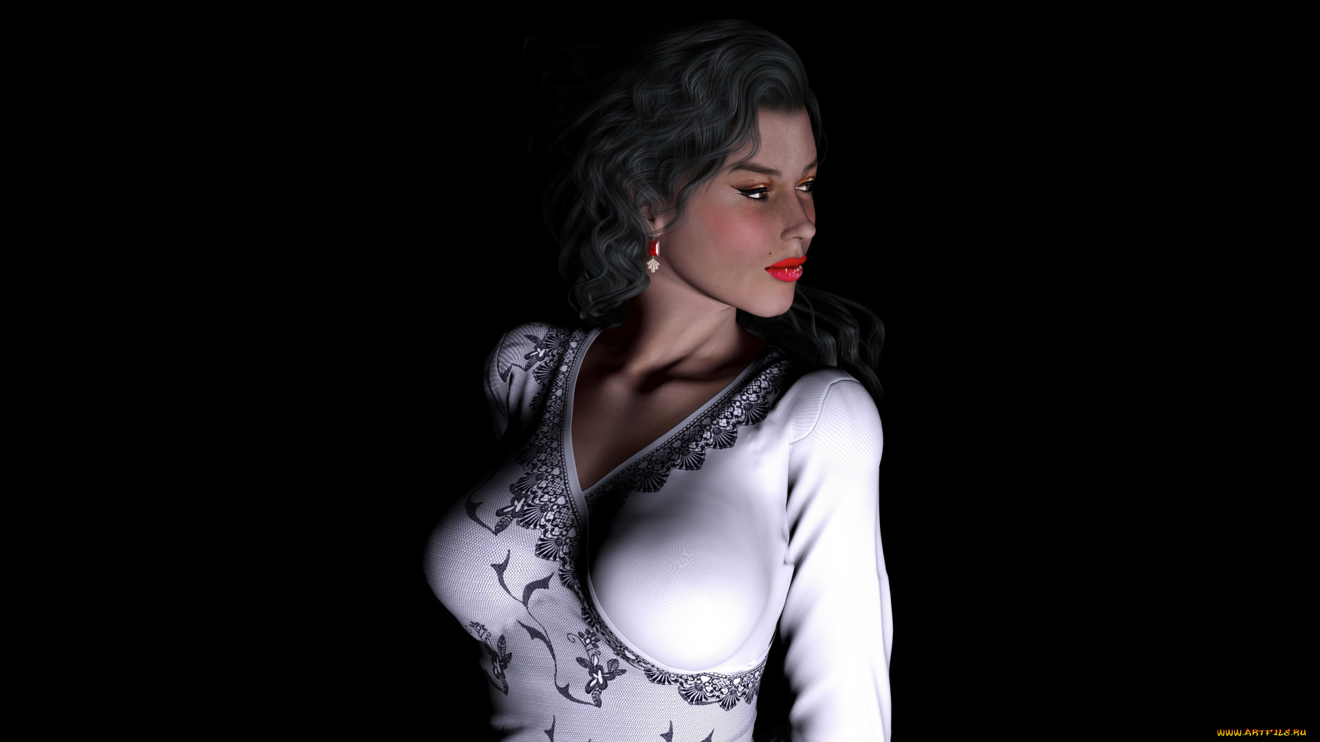 3д, графика, people, , люди, фон, платье, девушка, взгляд