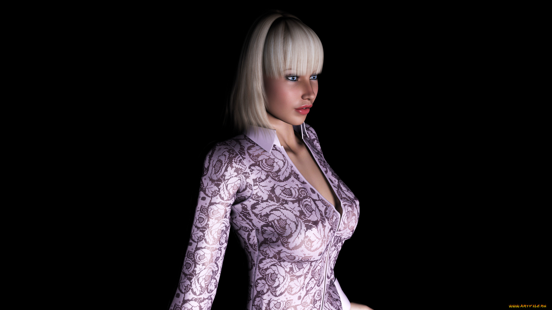 3д, графика, people, , люди, платье, блондинка, взгляд, девушка