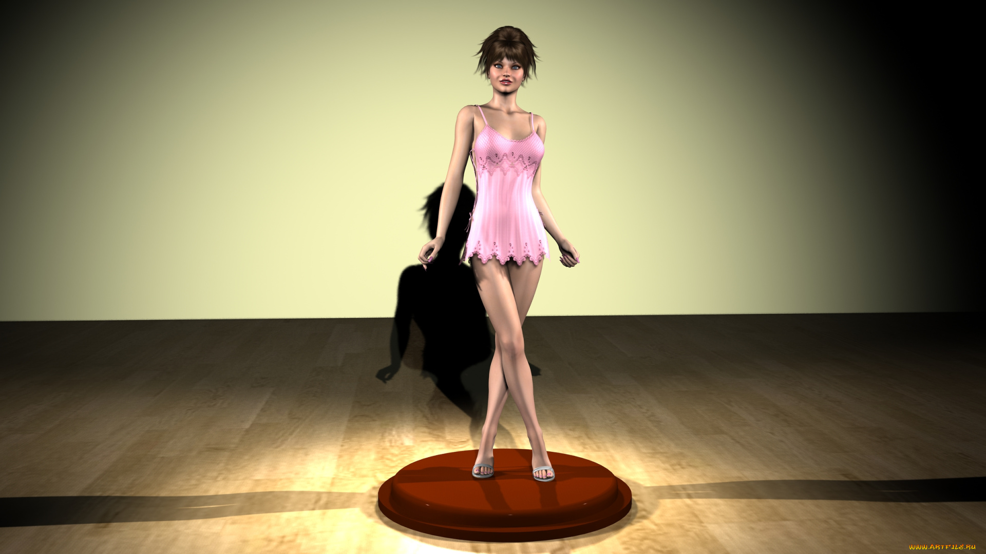 3д, графика, people, , люди, взгляд, платье, комната, тень, девушка