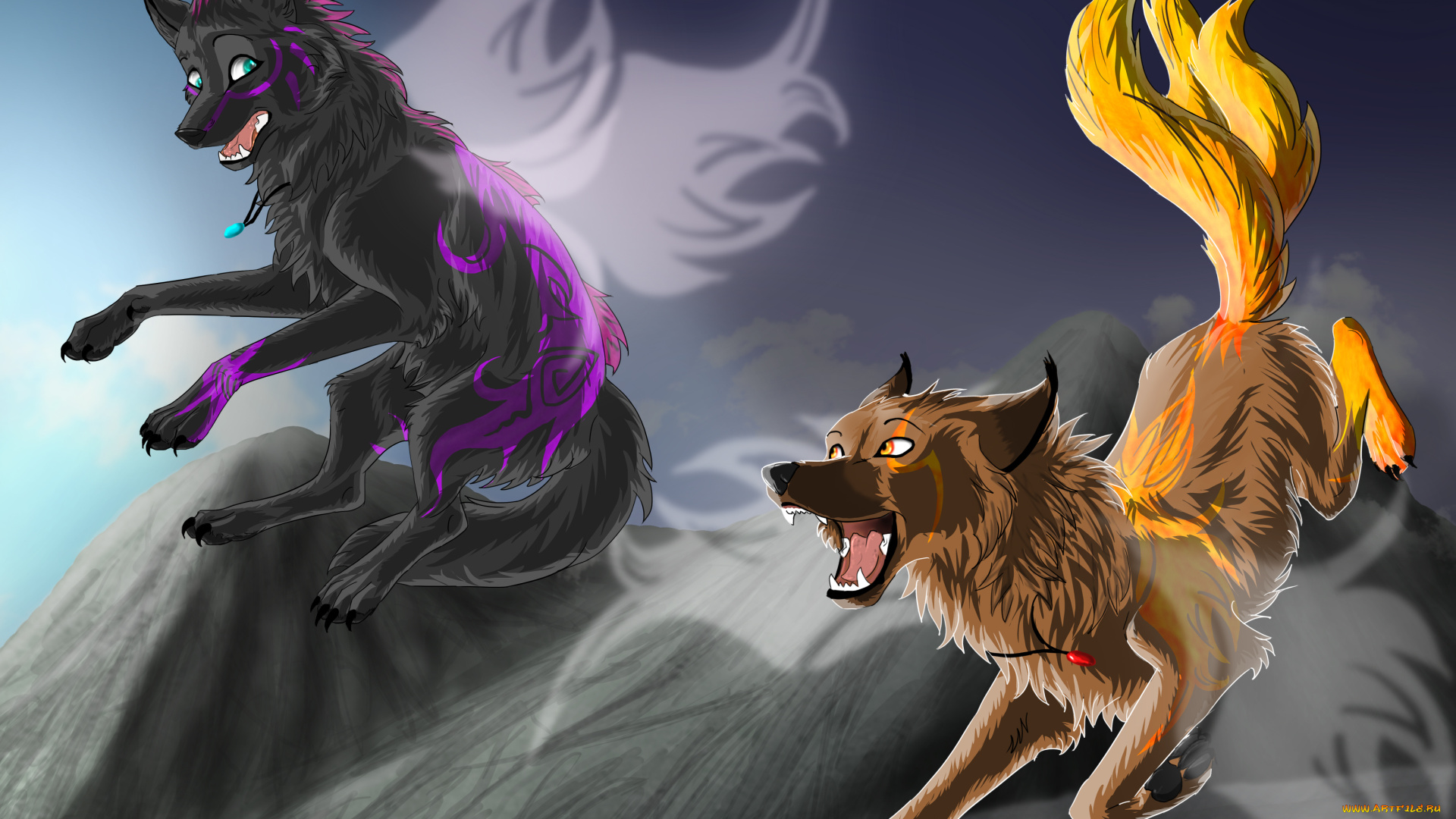 рисованные, животные, , сказочные, , мифические, волки