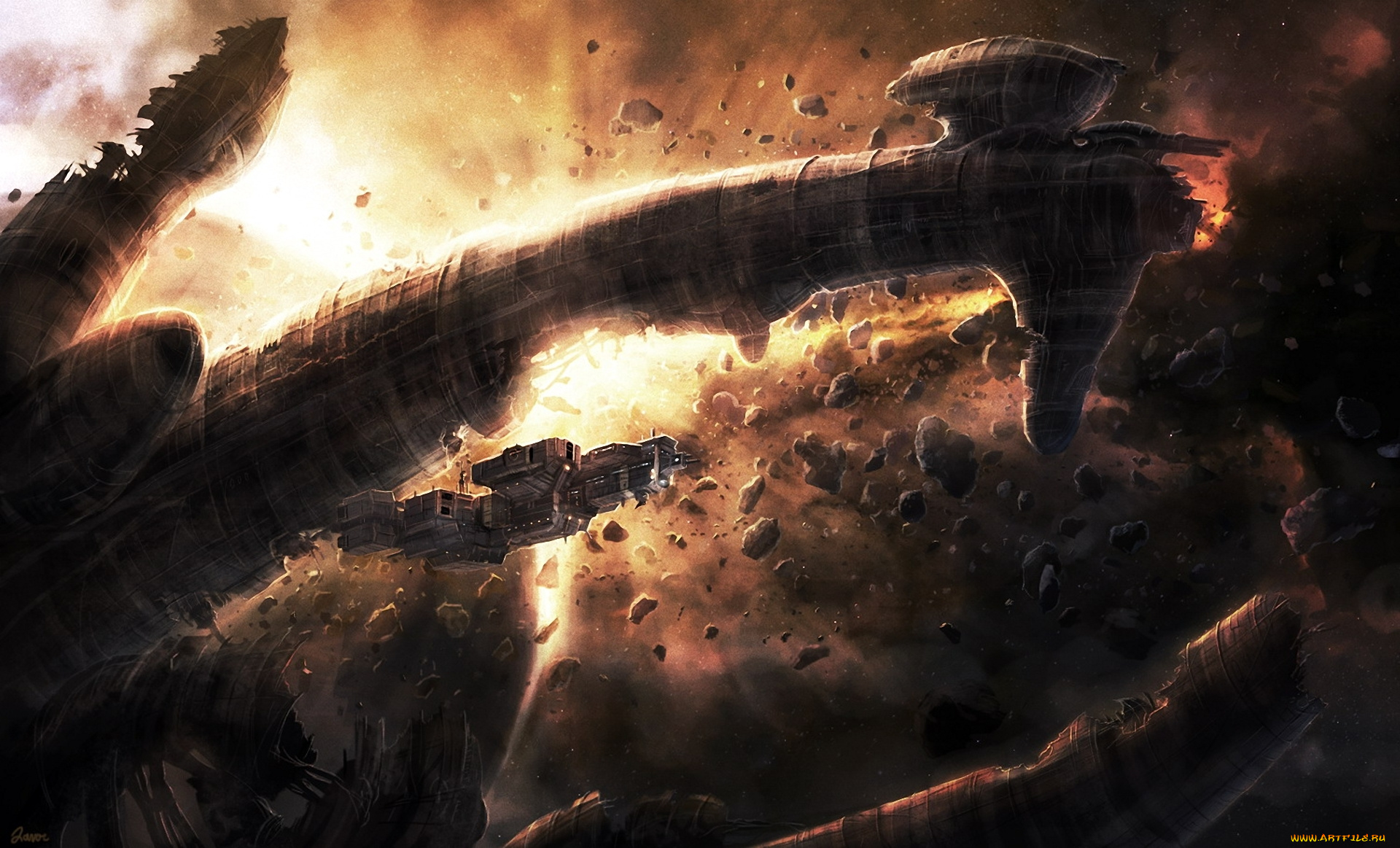 фэнтези, космические, корабли, , звездолеты, , станции, космический, корабль, прометей, взрыв, крушение