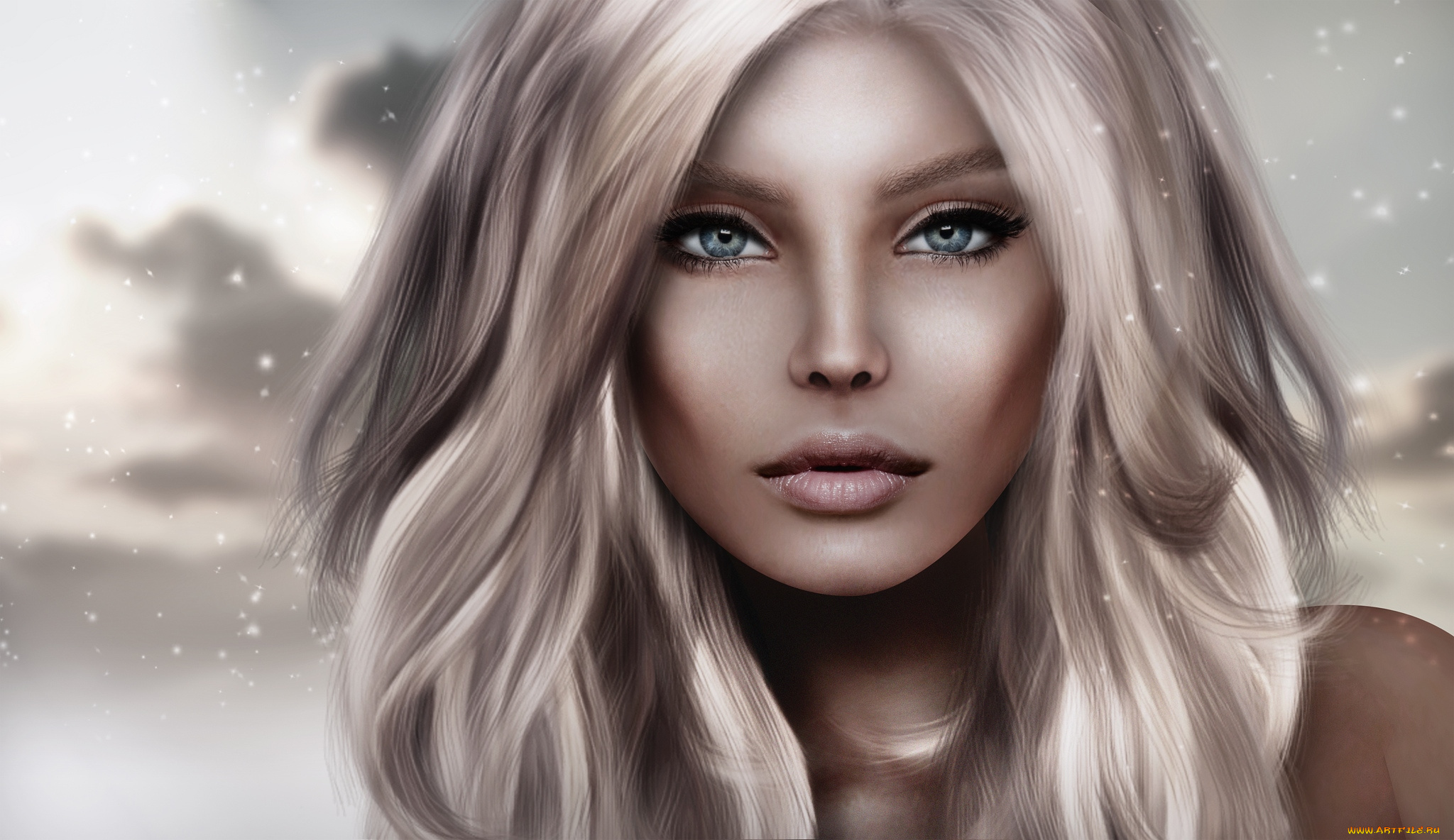 3д, графика, portraits, , портрет, блондинка