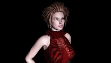 Картинка 3д+графика people+ люди девушка платье взгляд