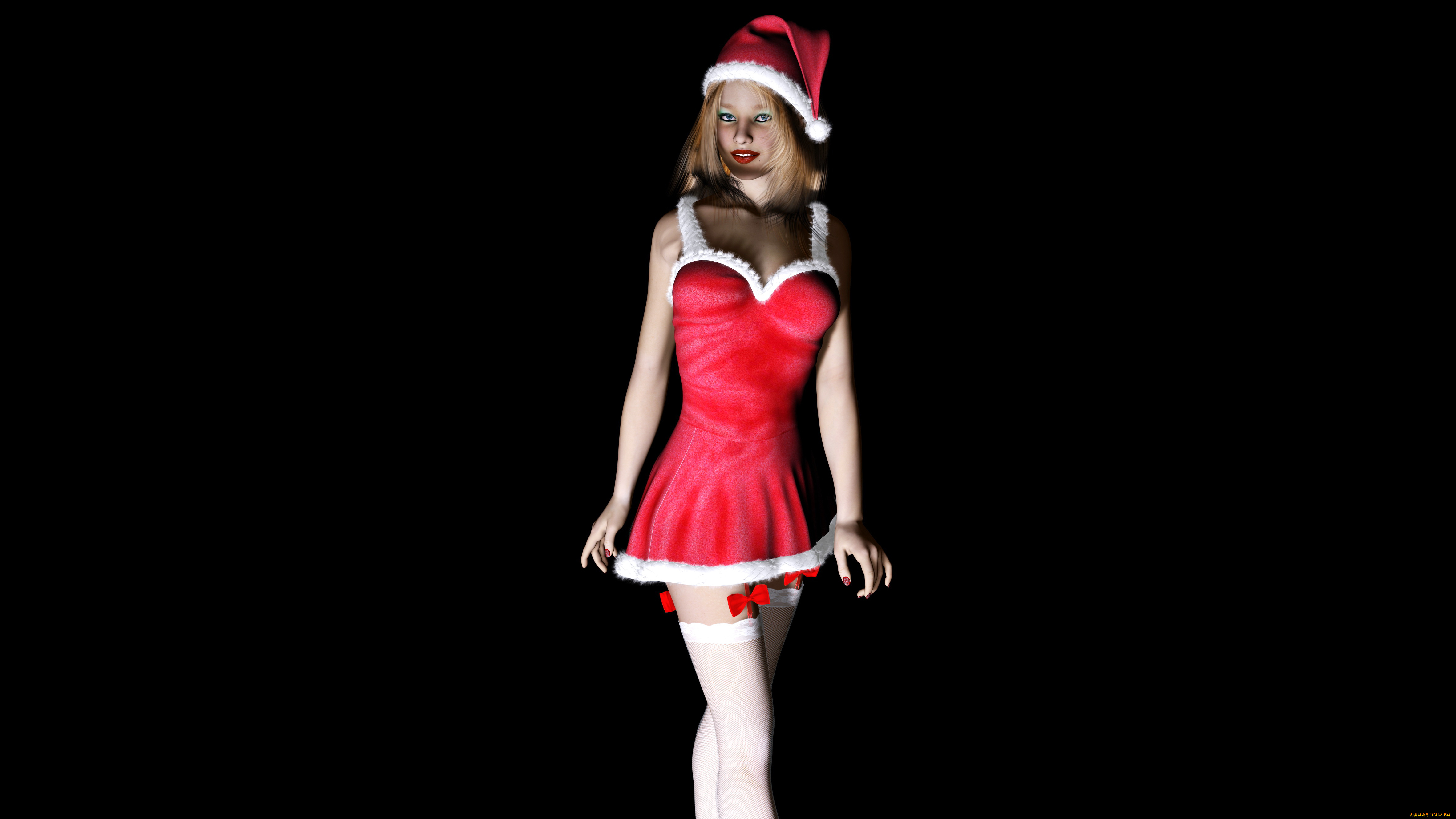 3д, графика, holidays, , праздники, девушка, взгляд, снегурочка