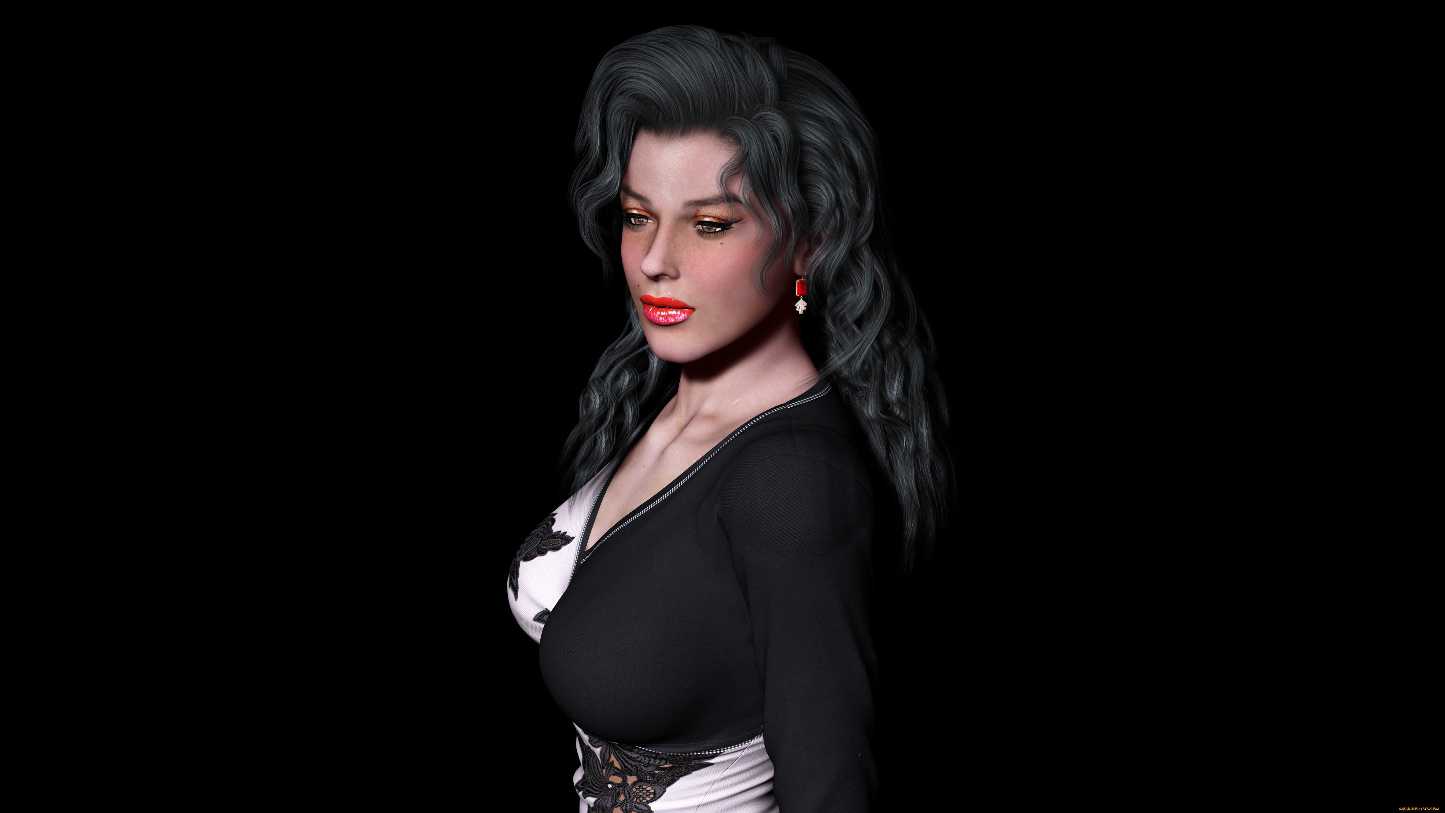 3д, графика, people, , люди, девушка, фон, платье, взгляд