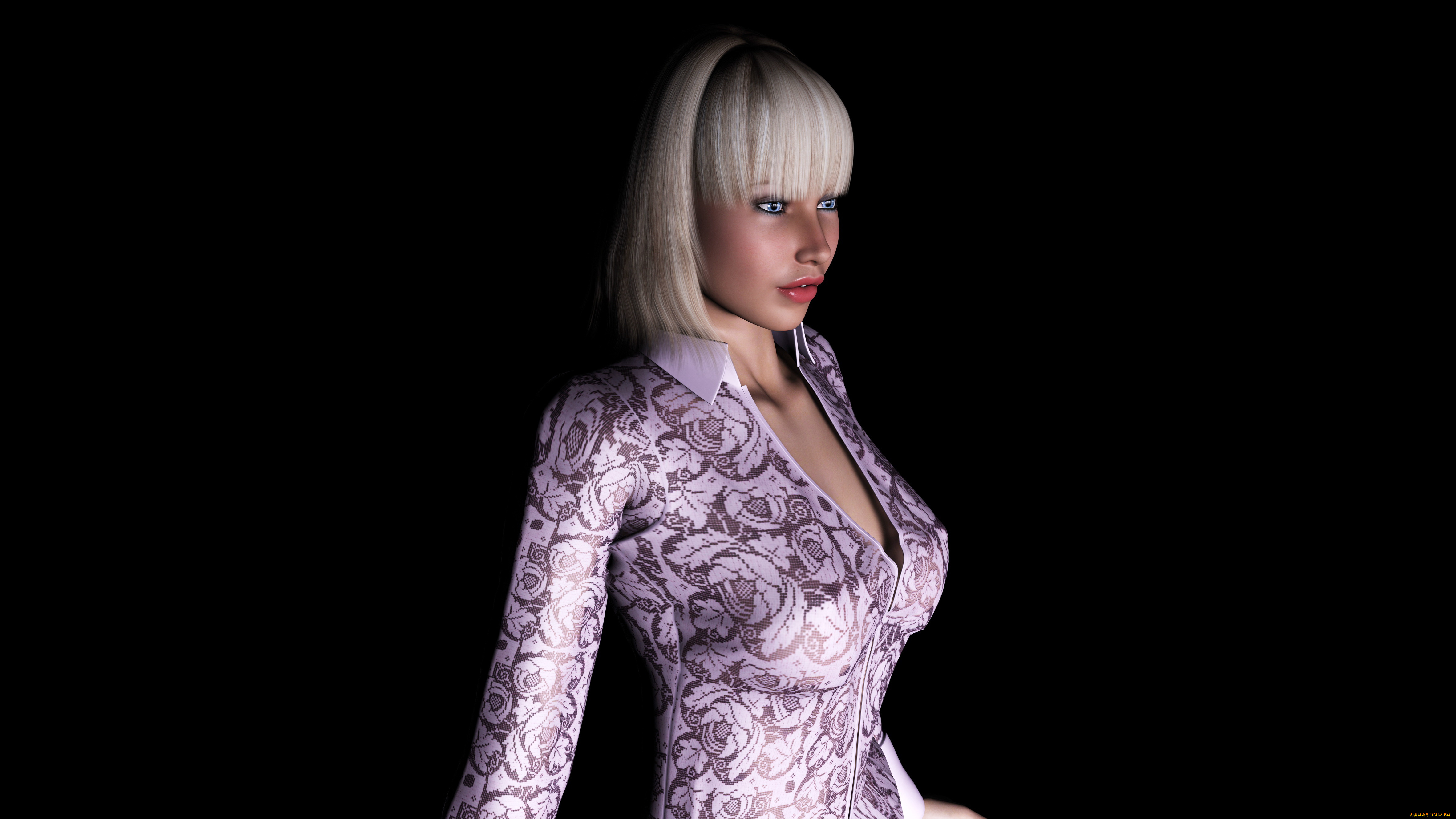 3д, графика, people, , люди, платье, блондинка, взгляд, девушка