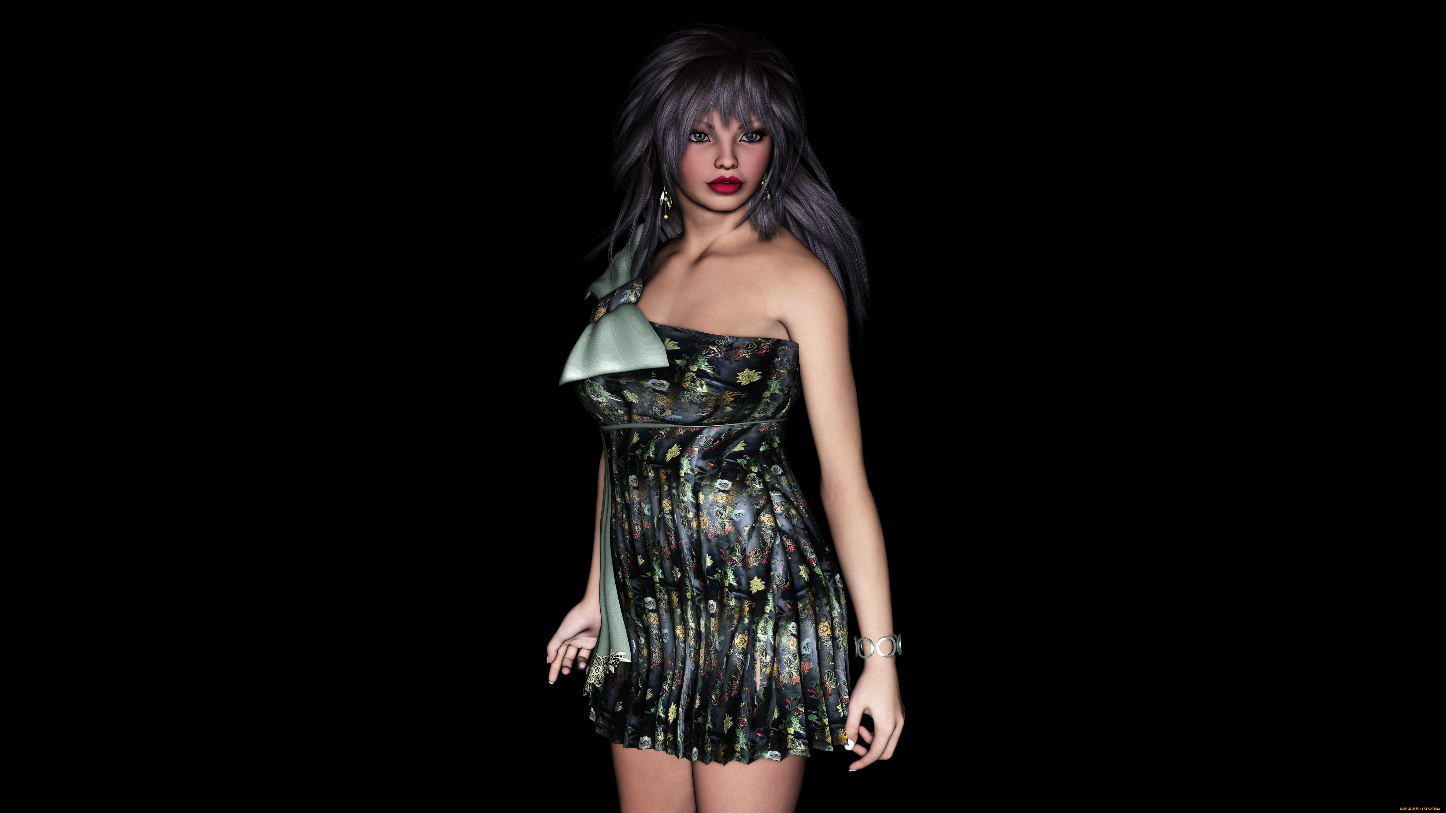 3д, графика, people, , люди, платье, взгляд, девушка