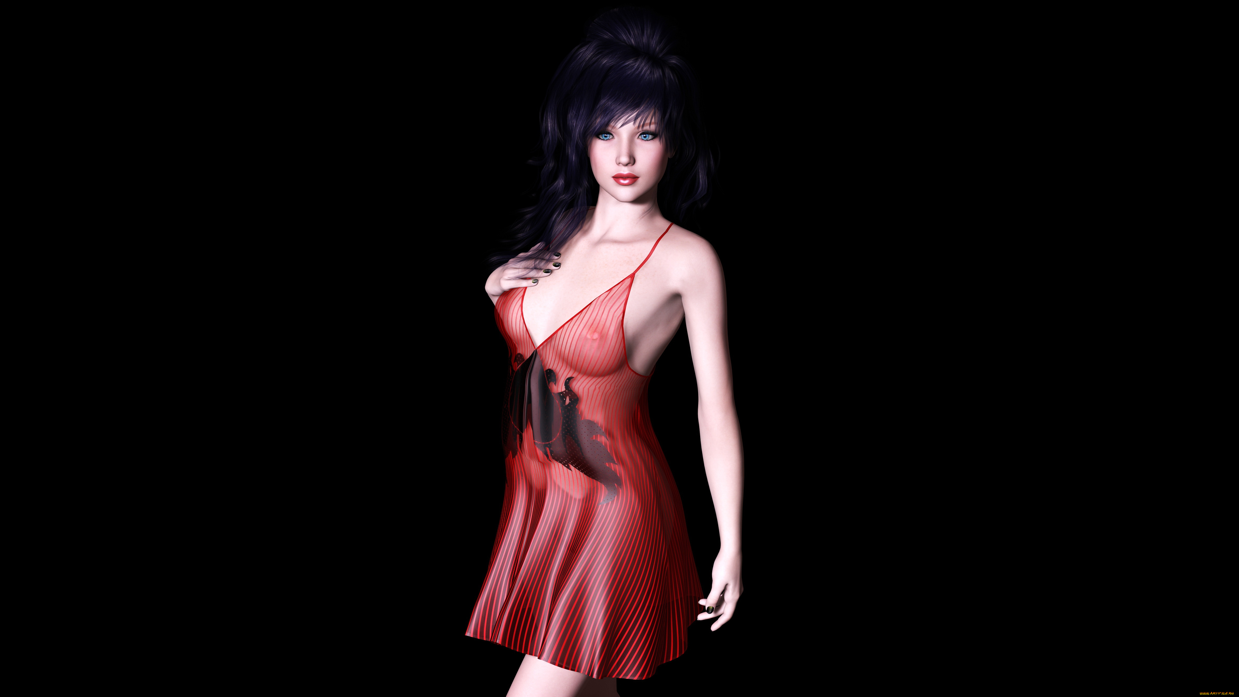 3д, графика, people, , люди, платье, взгляд, девушка, фон