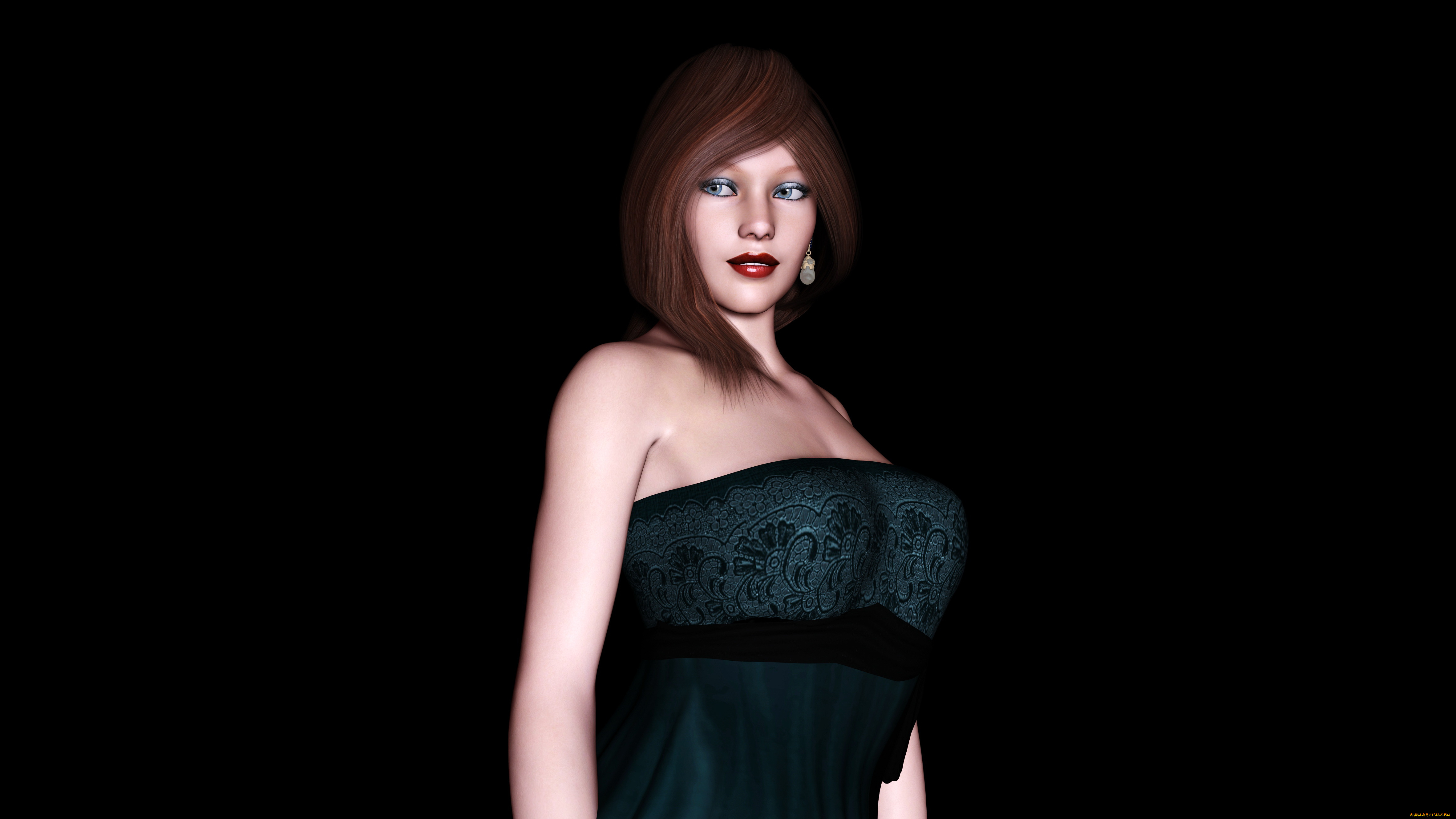 3д, графика, people, , люди, взгляд, платье, фон, девушка