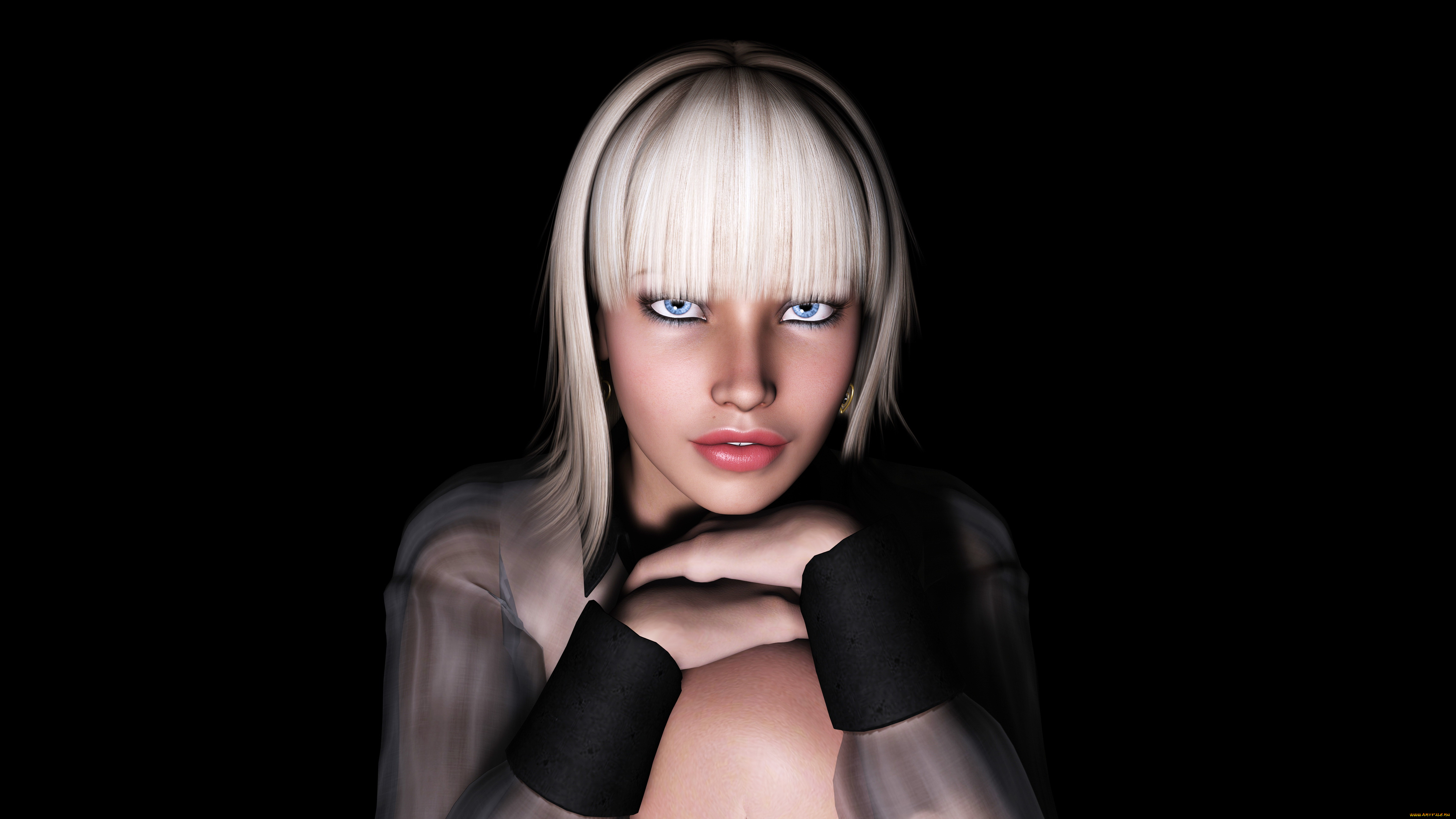 3д, графика, portraits, , портрет, взгляд, блондинка, девушка