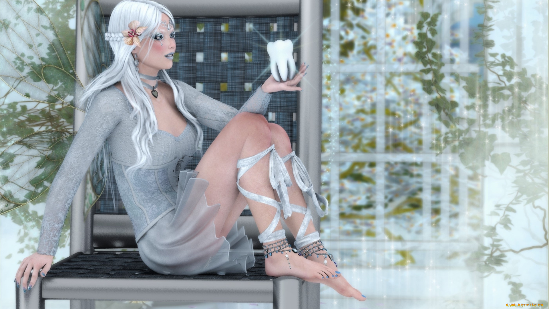 3д, графика, эльфы, , elves, девушка, взгляд, фон, эльфийка, столик