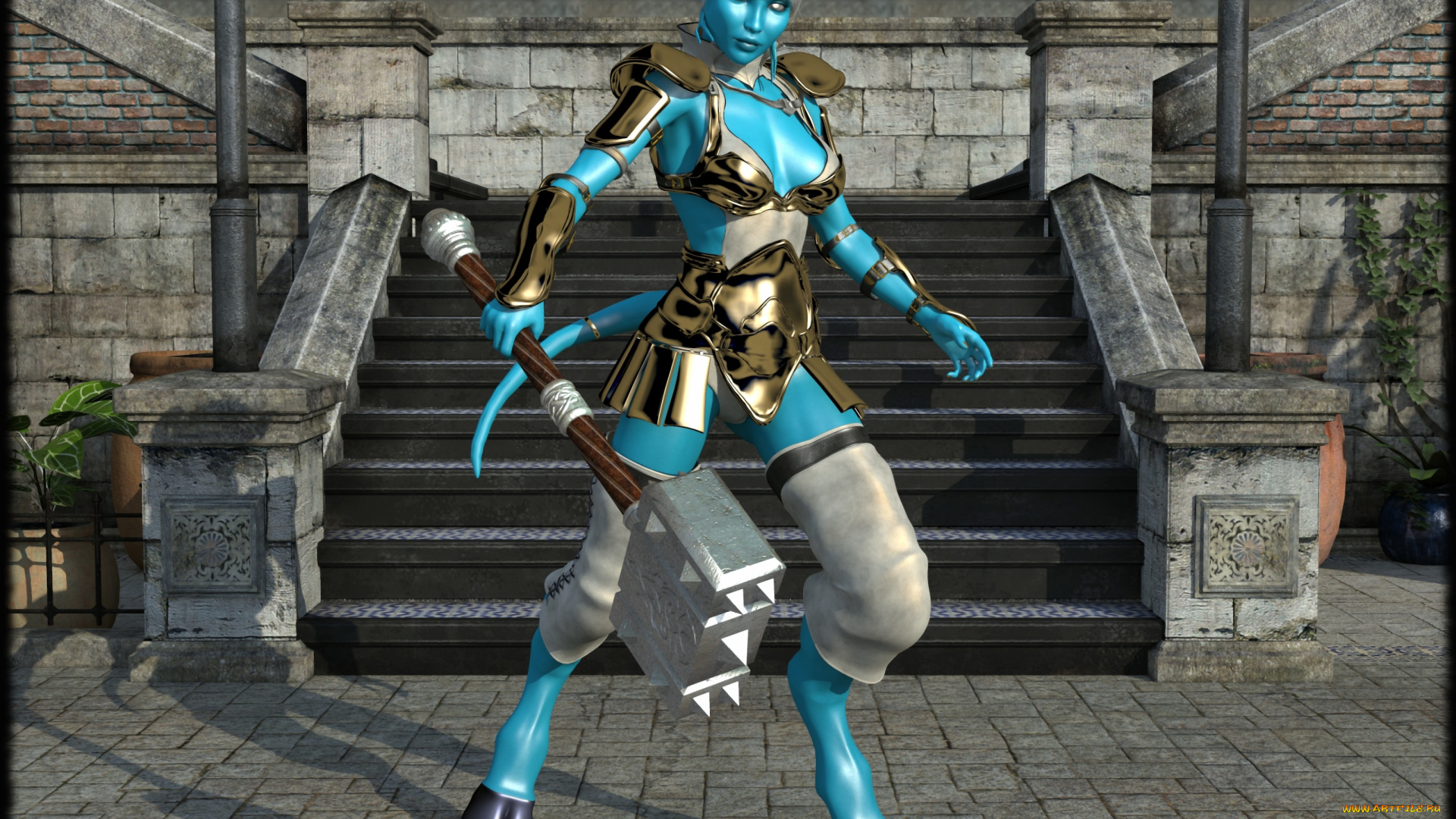 3д, графика, существа, , creatures, халк, оружие, фон, взгляд