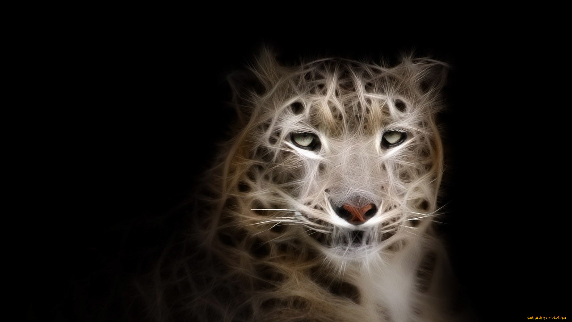 3д, графика, животные, , animals, леопард, фон, взгляд