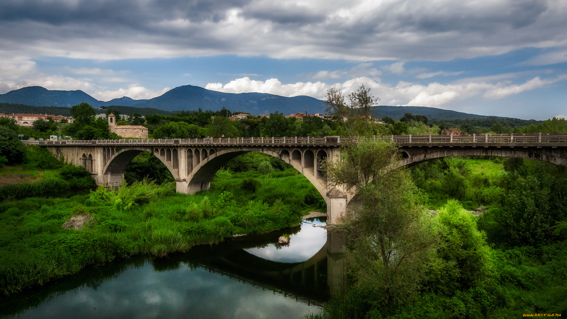 besal&, 250, города, -, мосты, река, мост, городок
