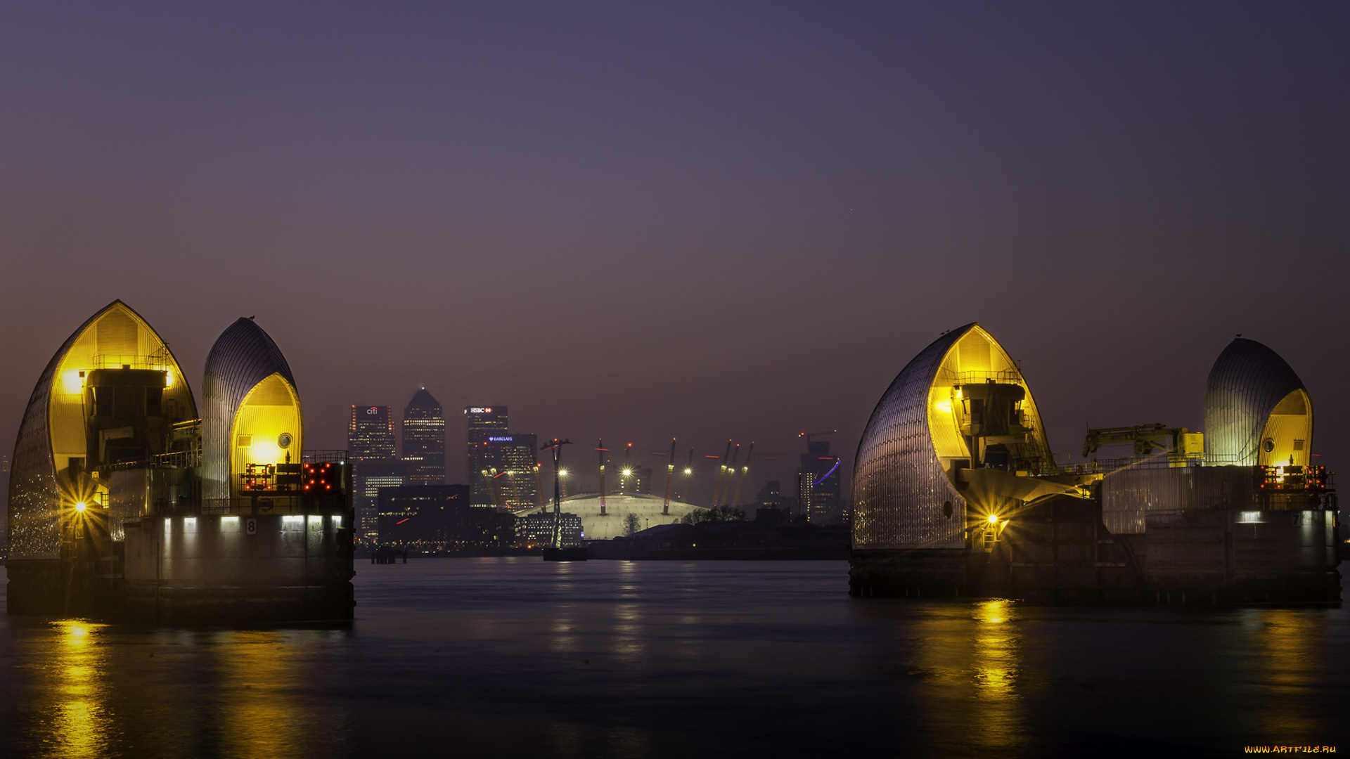 города, лондон, , великобритания, река, огни, дома, ночь, лондон, англия