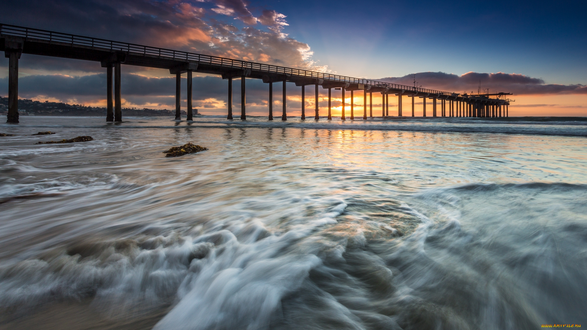 природа, побережье, океан, мост